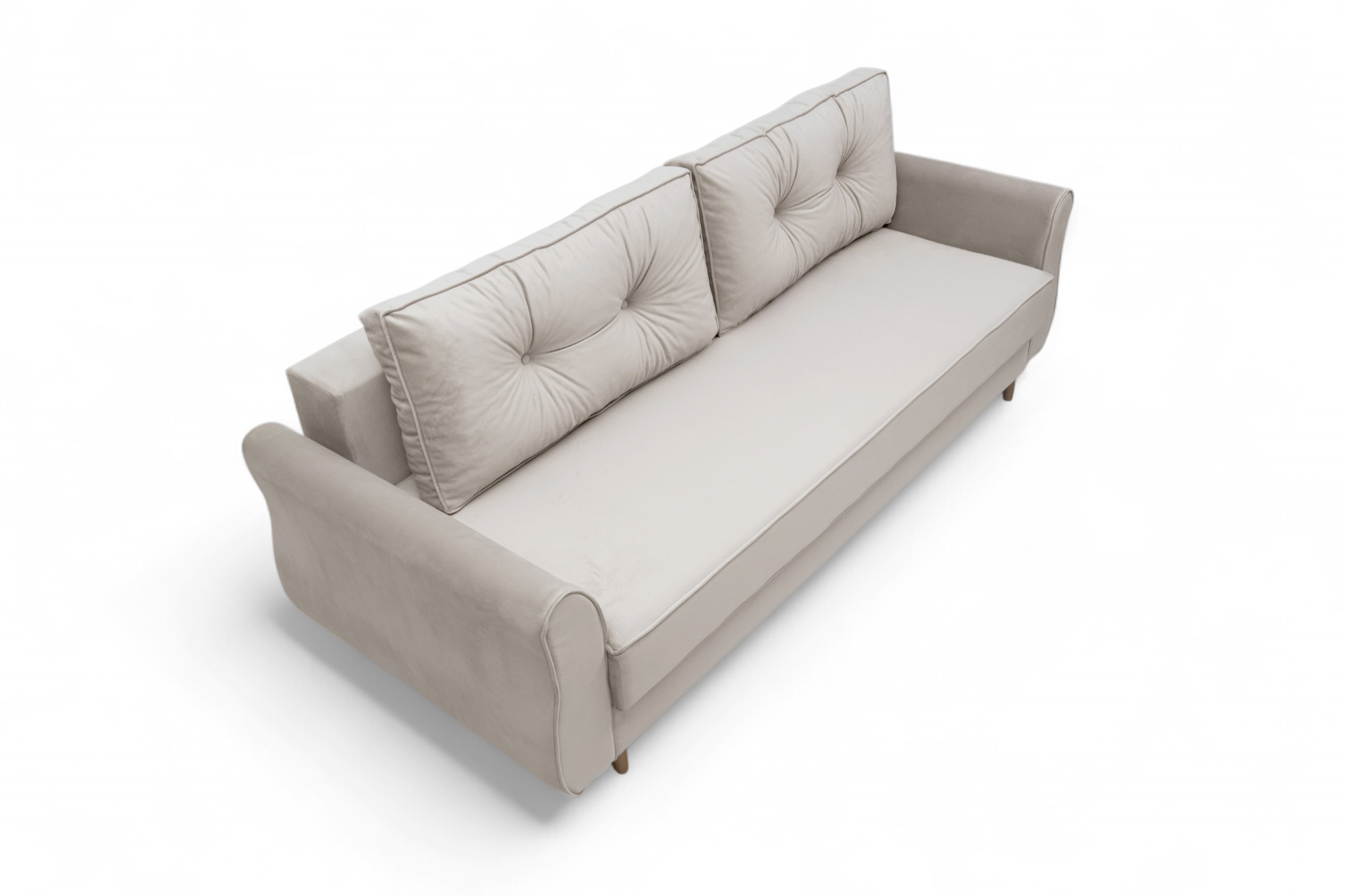 Rozkládací pohovka Carla - krémový samet Velluto 1 / nožky buk Pohovka Carla rozkládací - Krémový samet Velluto 1 / buk 