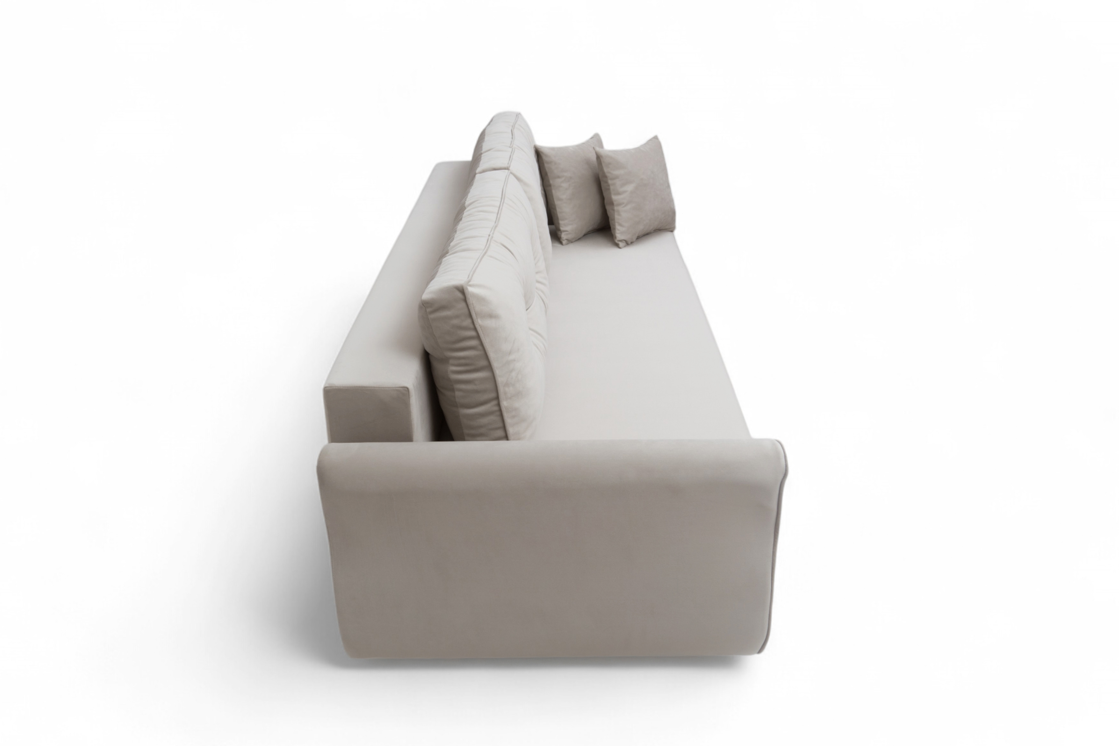 Rozkládací pohovka Carla - krémový samet Velluto 1 / nožky buk Pohovka Carla rozkládací - Krémový samet Velluto 1 / buk 