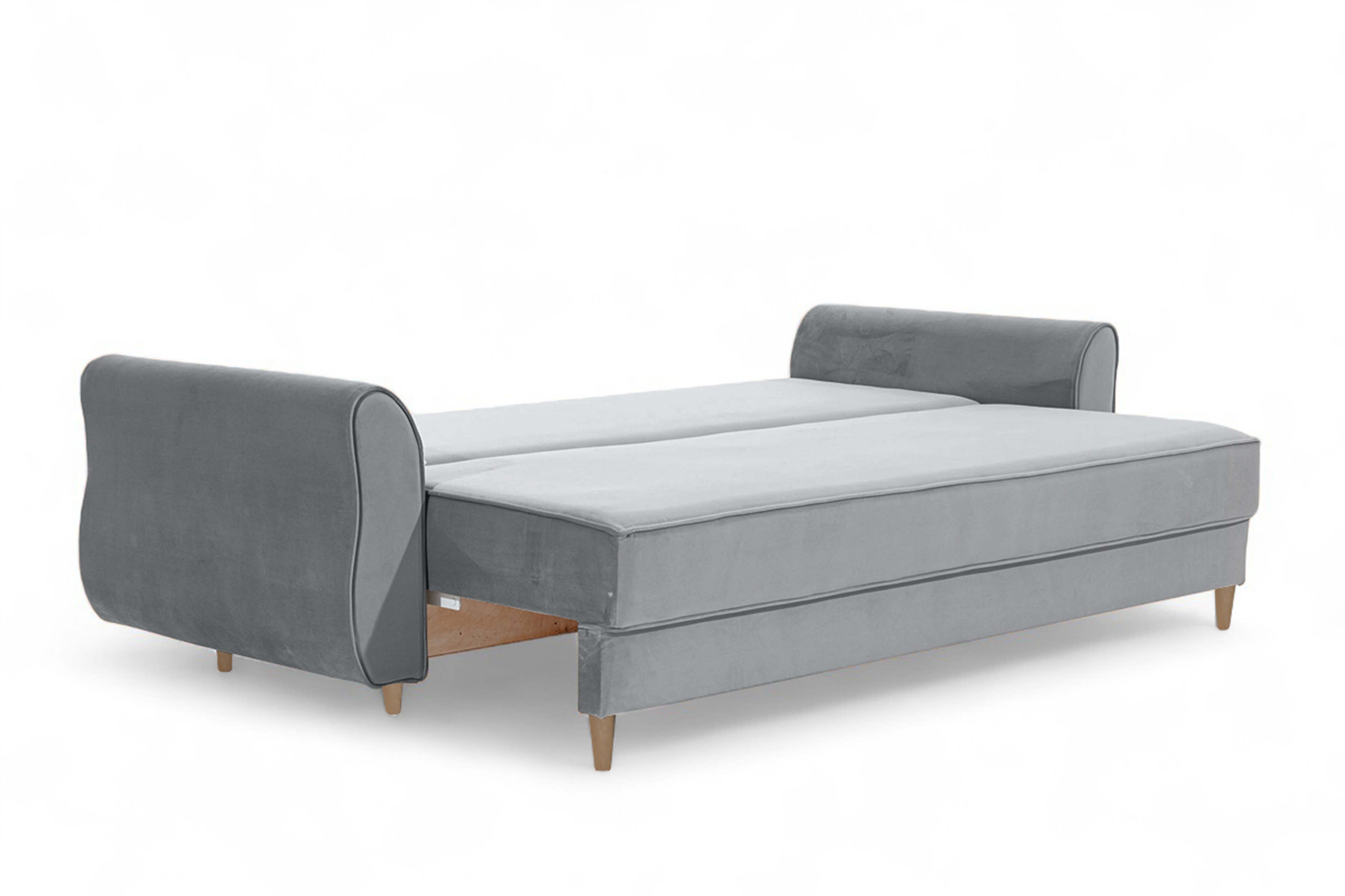 Rozkládací pohovka Carla - šedý samet Velluto 18 / nožky buk Pohovka Carla rozkládací - šedá samet Velluto 18 Anthracite / buk