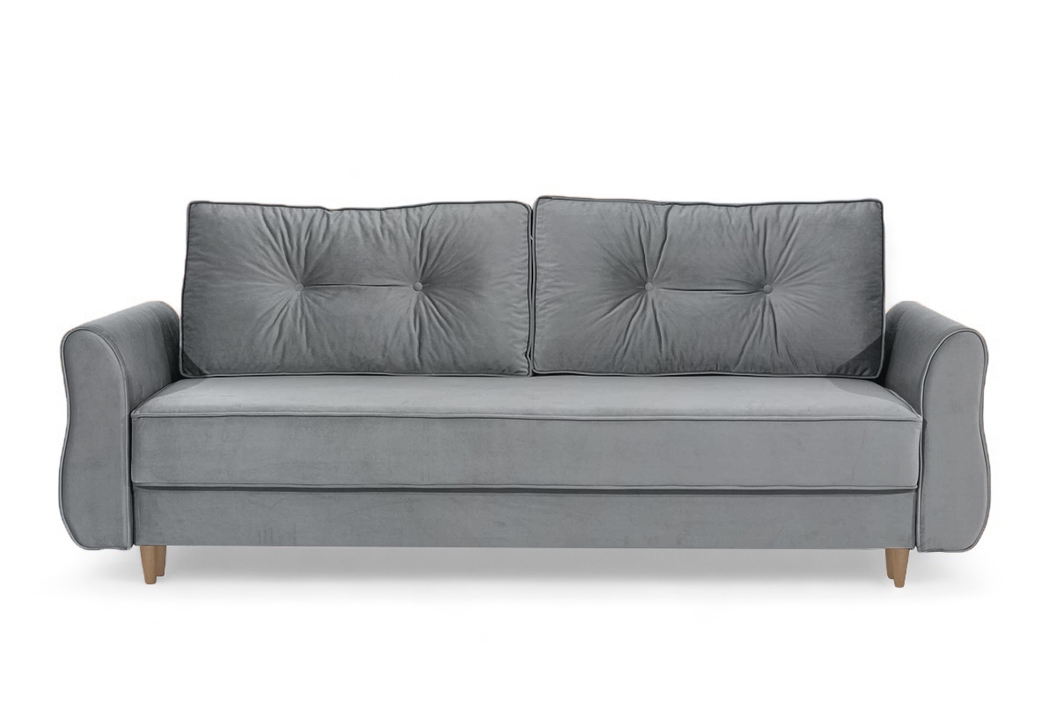 Rozkládací pohovka Carla - šedý samet Velluto 18 / nožky buk Pohovka Carla rozkládací - šedá samet Velluto 18 Anthracite / buk