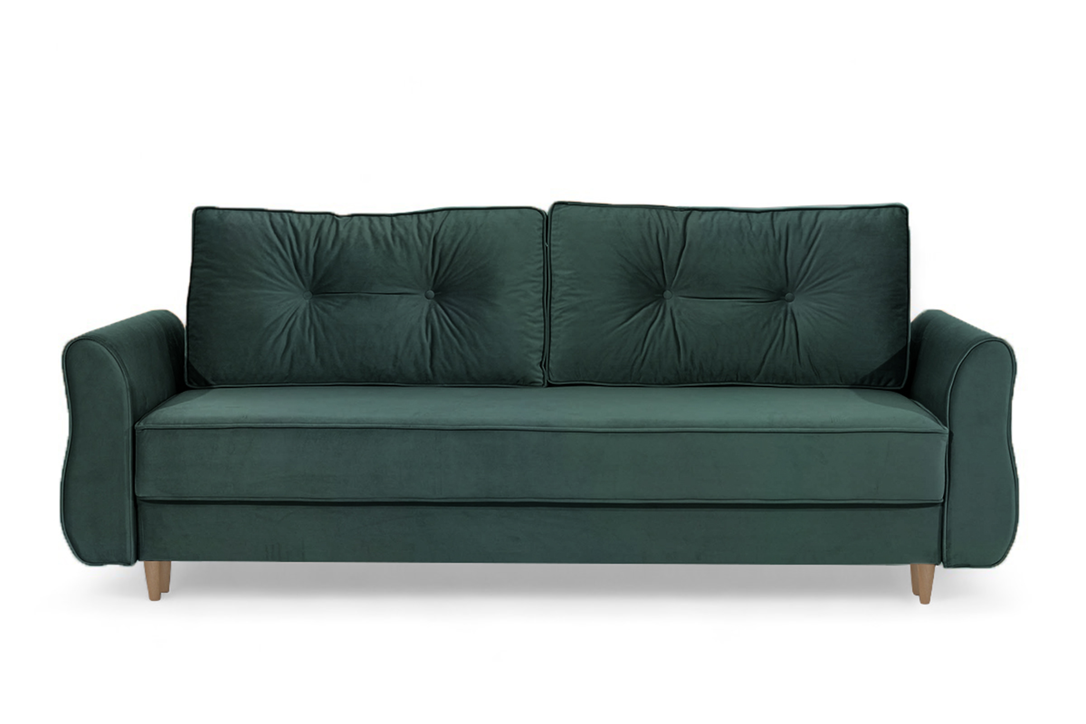 Rozkládací pohovka Carla - zelený samet Velluto 27 / nožky buk Pohovka Carla rozkládací - zelená samet Velluto 27 Jungle Green / buk 