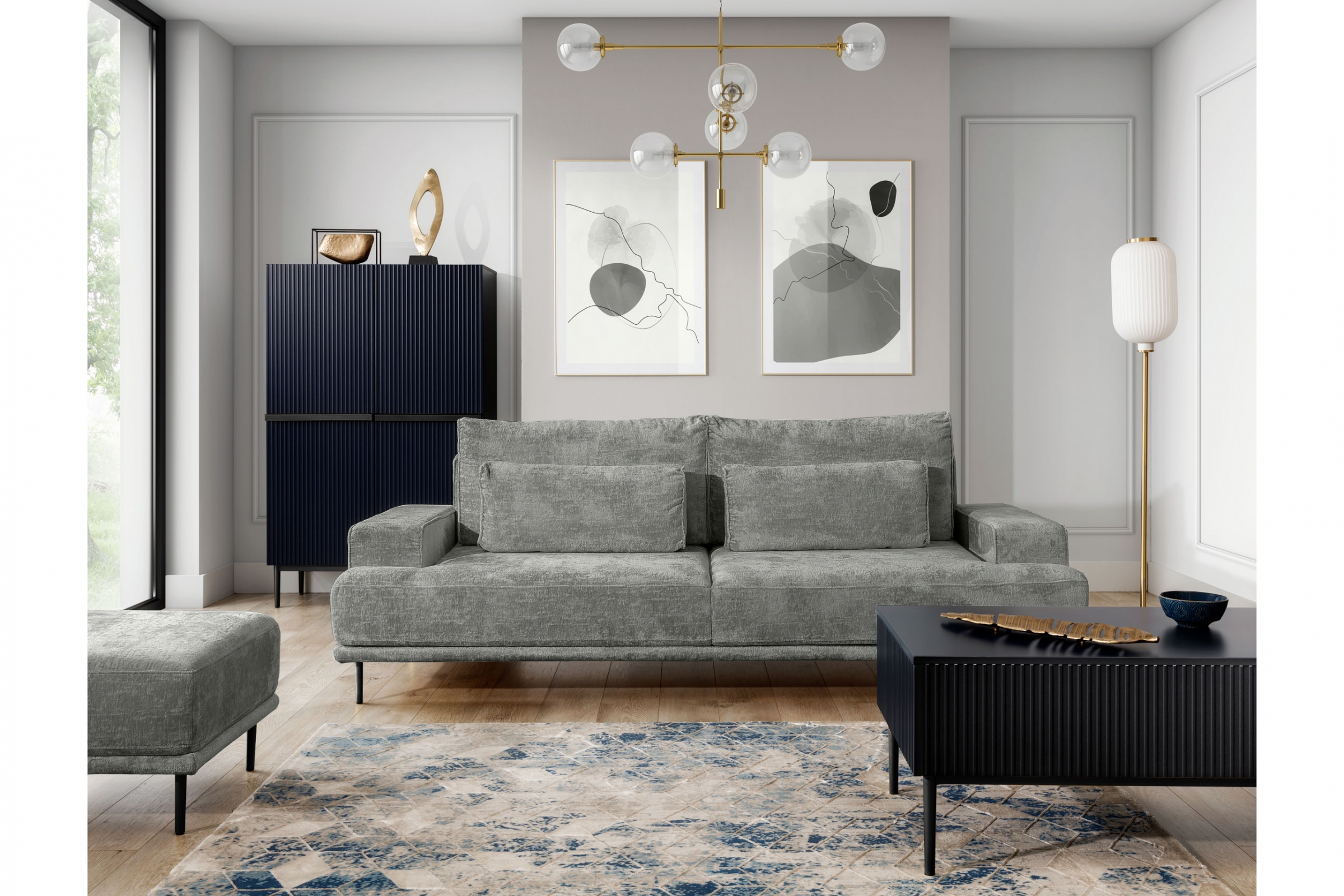 Pohovka Nicole - šedý šenil Perfect Harmony 85 / čierne nožičky Pohovka Nicole