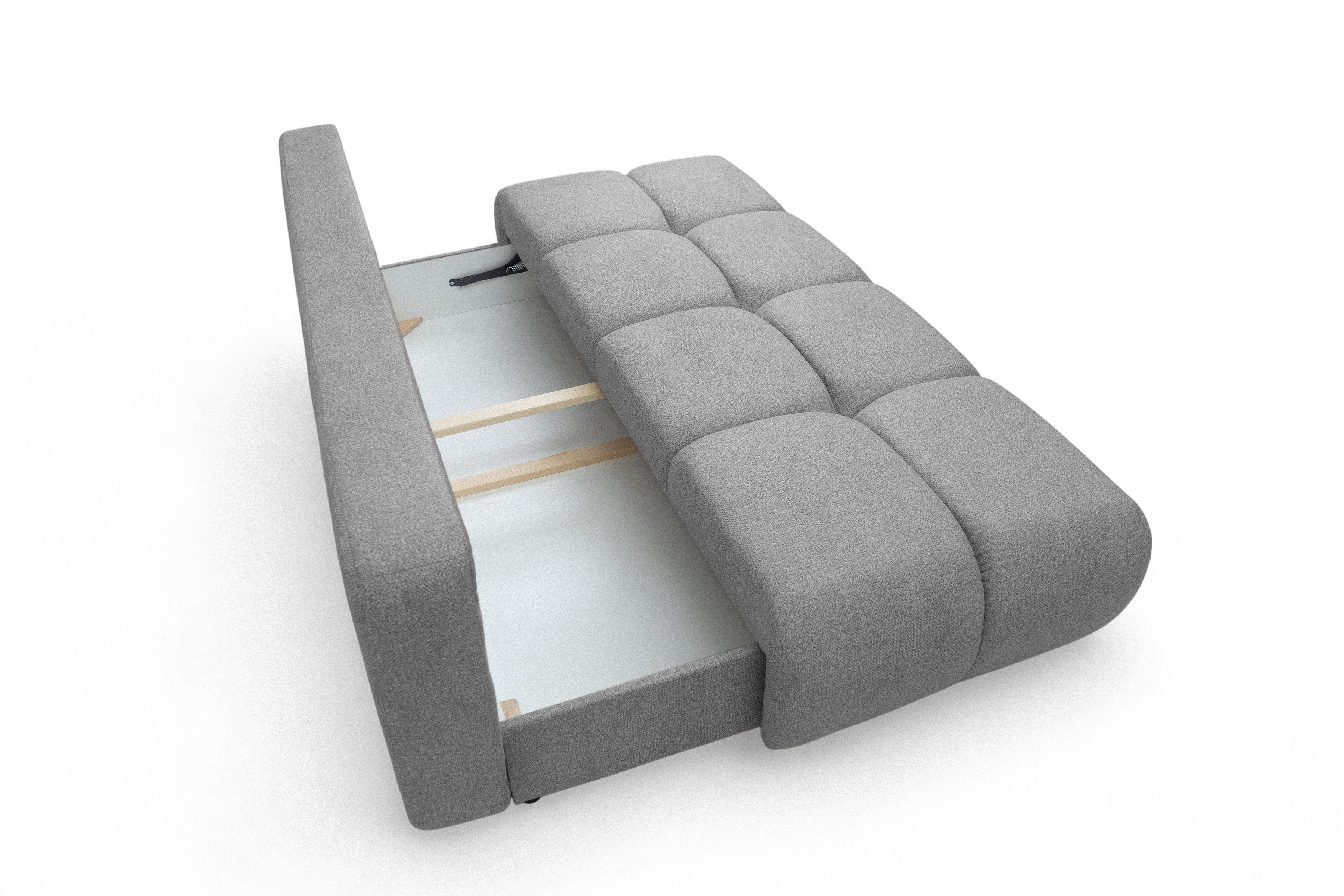 Pohovka Lerio s rozkládací funkcí - světle šedá hydrofobní tkanina Blur 18 Pohovka Lerio rozkládací - jasno šedá Pletenina hydrofobowa Blur 18