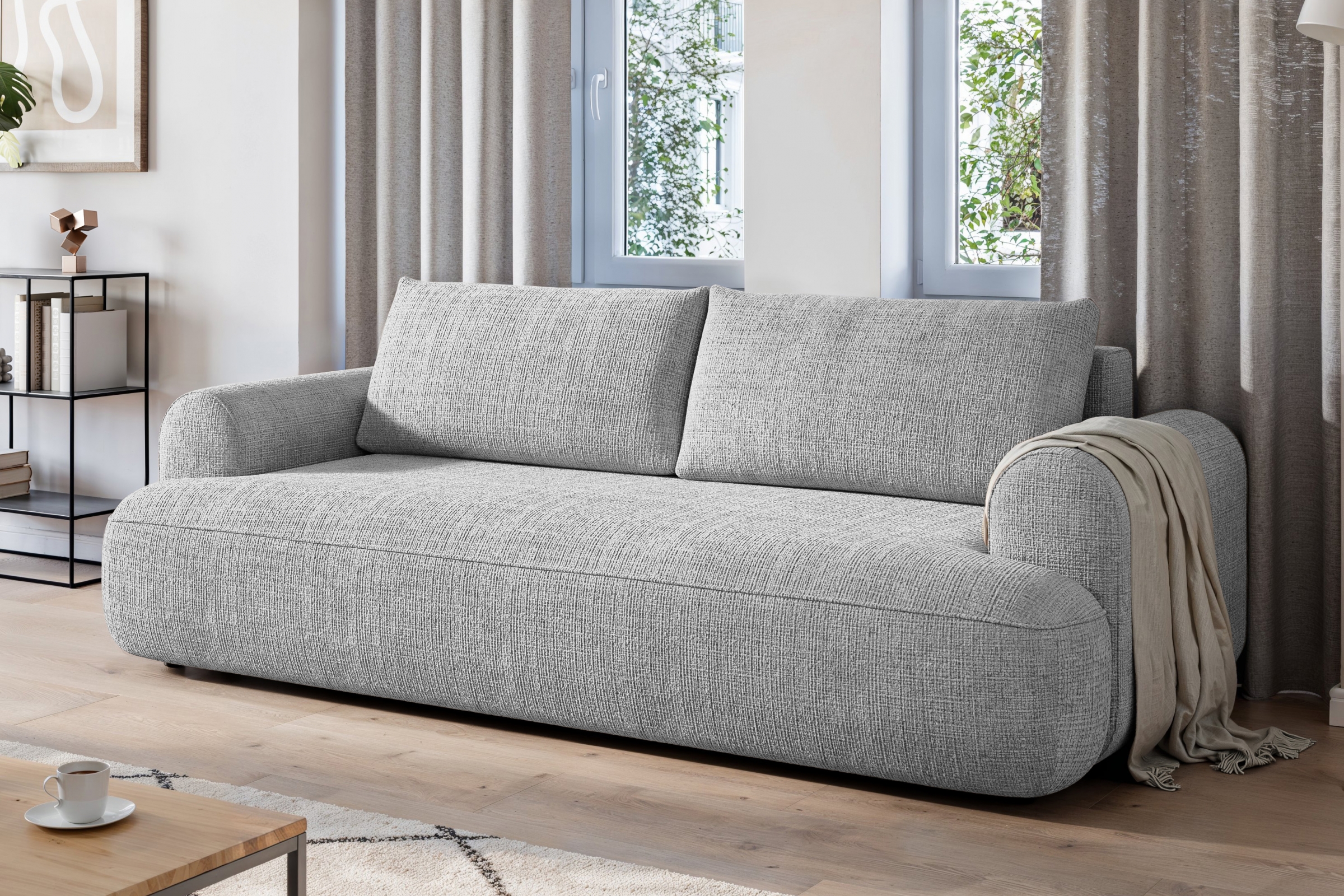 Rozkladacia pohovka Lotulis - sivá žinylka Cremona 81 Pohovka Lotulis s funkciou spánku - Popolový šenil Cremona 81