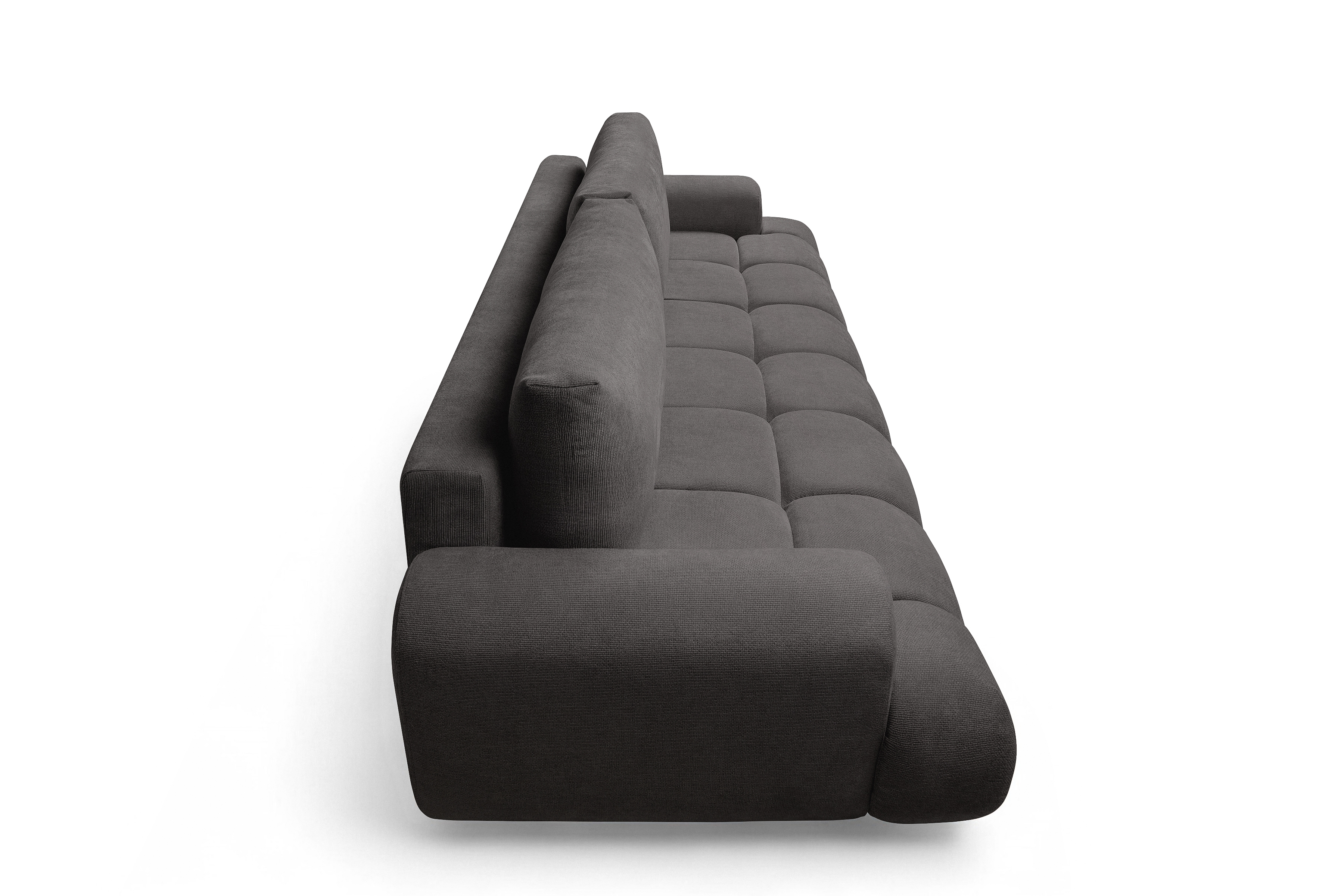 Rozkladacia pohovka Lutario s funkciou spania - tmavosivá hydrofóbna pletenina Venice 2021 Pohovka Lutario s funkciou spánku - ciemnoszara plecionka hydrofobowa Venice 2021