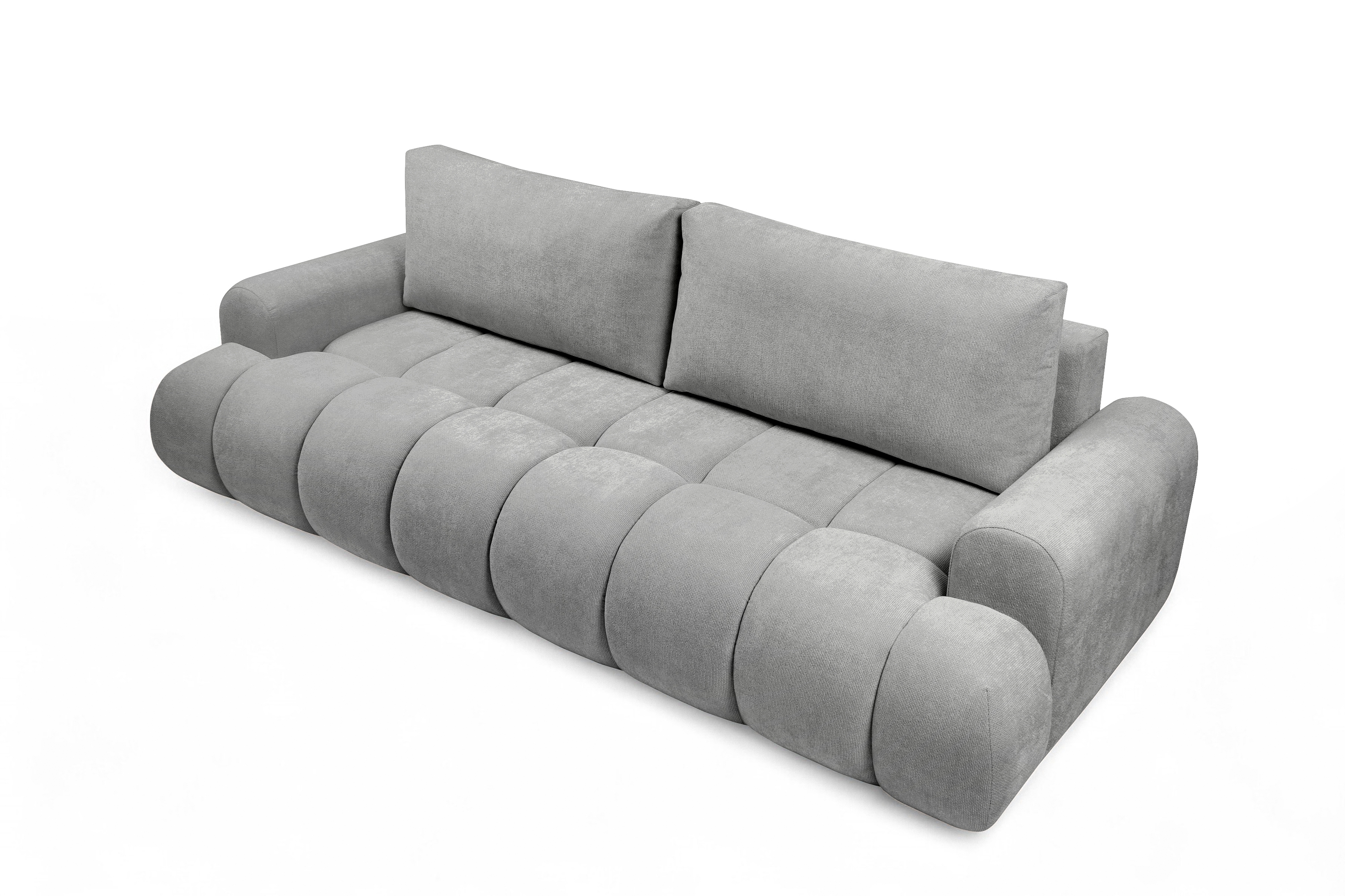 Rozkládací pohovka Lutario s funkcí spánku - šedá hydrofobní tkanina Venice 2023 Pohovka Lutario rozkládací - šedá plecionka hydrofobowa Venice 2023