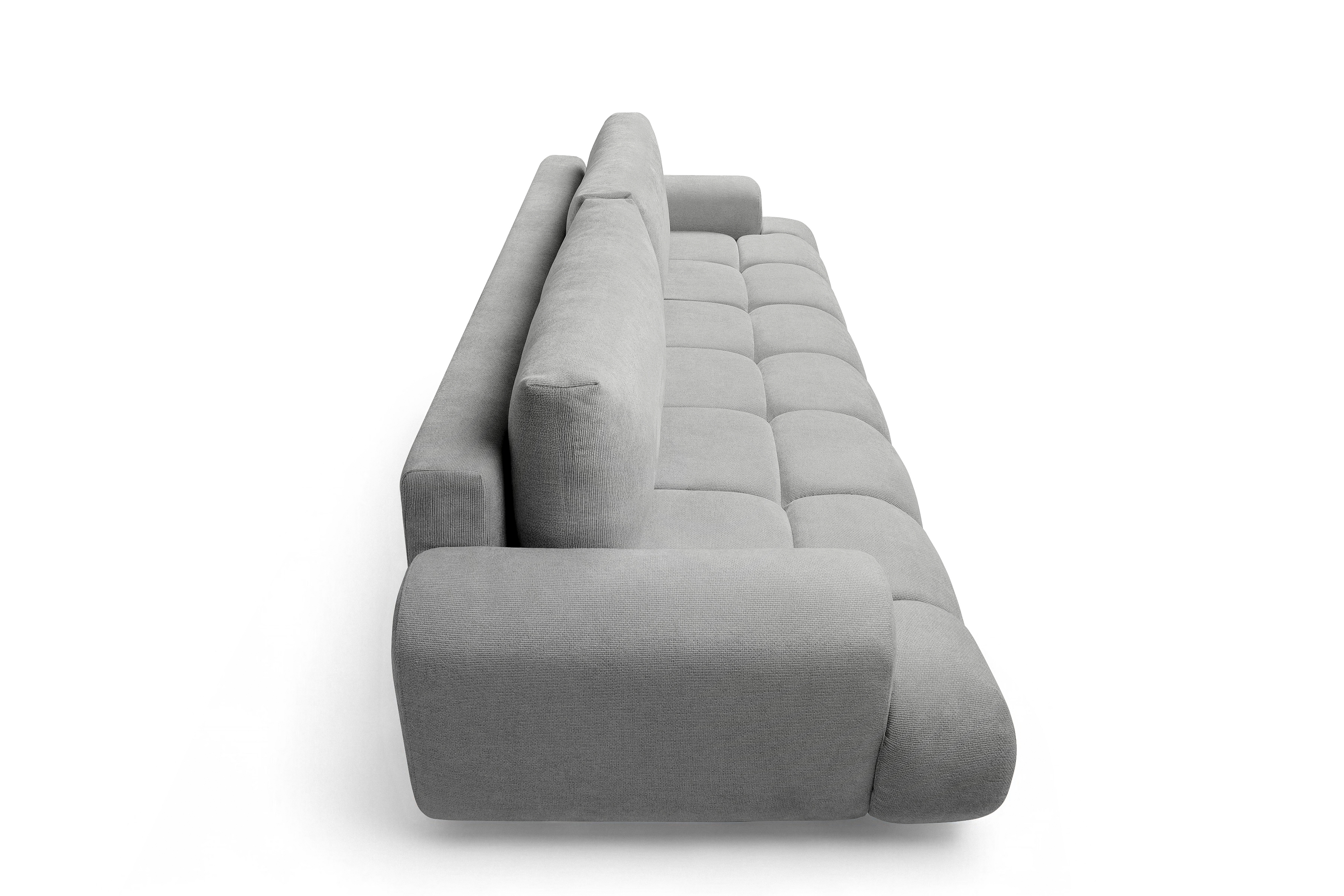 Rozkládací pohovka Lutario s funkcí spánku - šedá hydrofobní tkanina Venice 2023 Pohovka Lutario rozkládací - šedá plecionka hydrofobowa Venice 2023