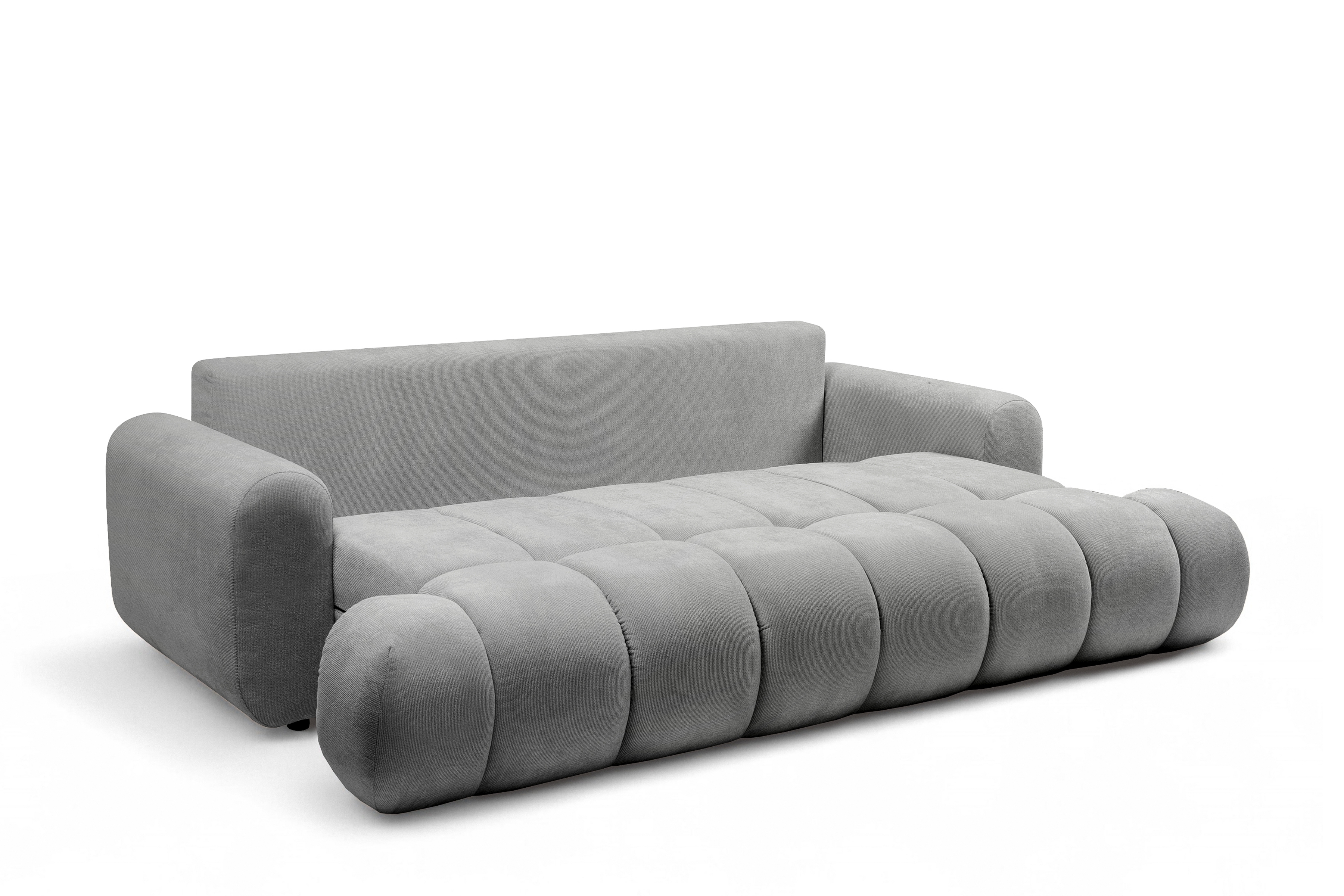 Rozkládací pohovka Lutario s funkcí spánku - šedá hydrofobní tkanina Venice 2023 Pohovka Lutario rozkládací - šedá plecionka hydrofobowa Venice 2023