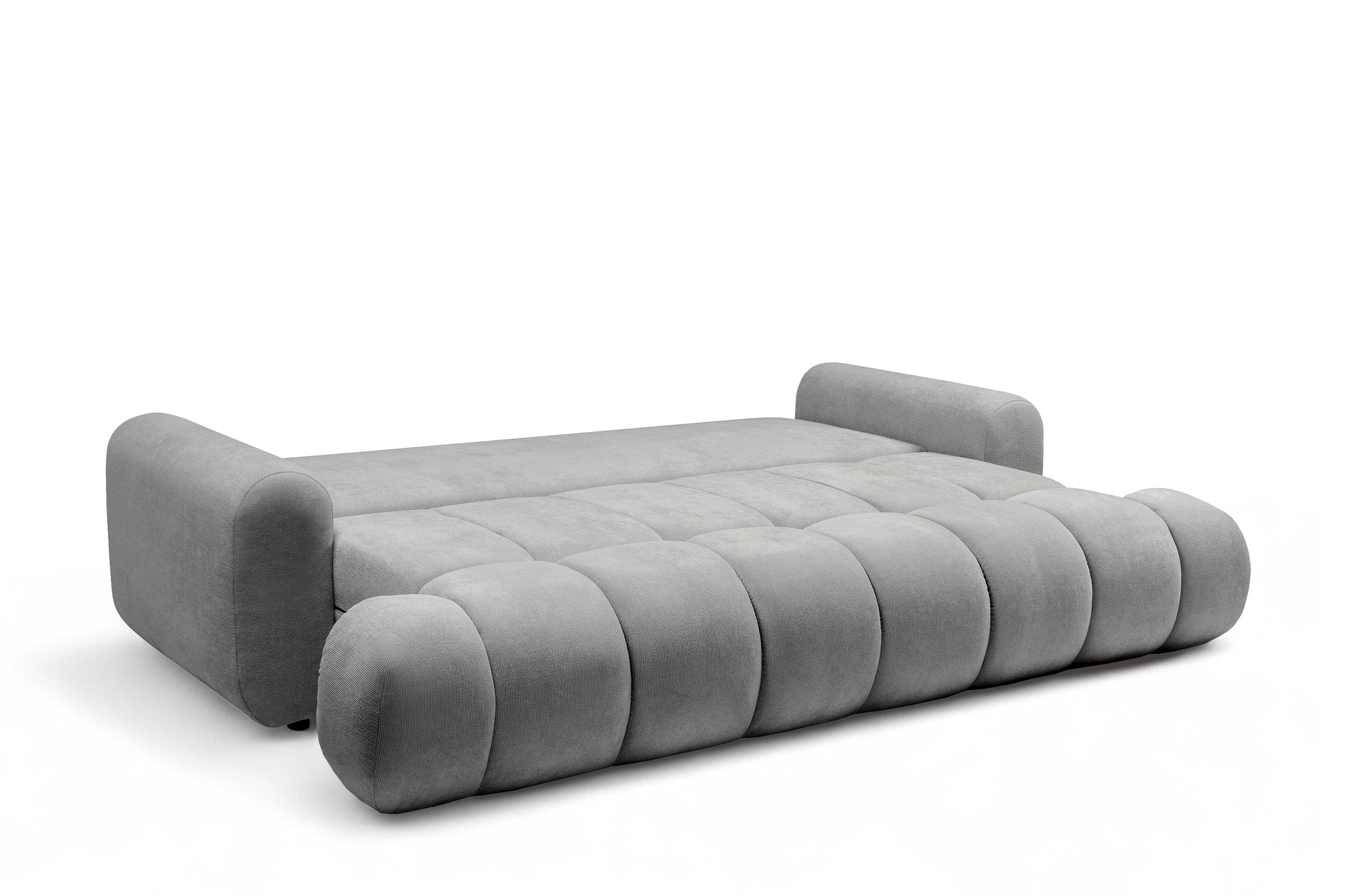 Rozkládací pohovka Lutario s funkcí spánku - šedá hydrofobní tkanina Venice 2023 Pohovka Lutario rozkládací - šedá plecionka hydrofobowa Venice 2023