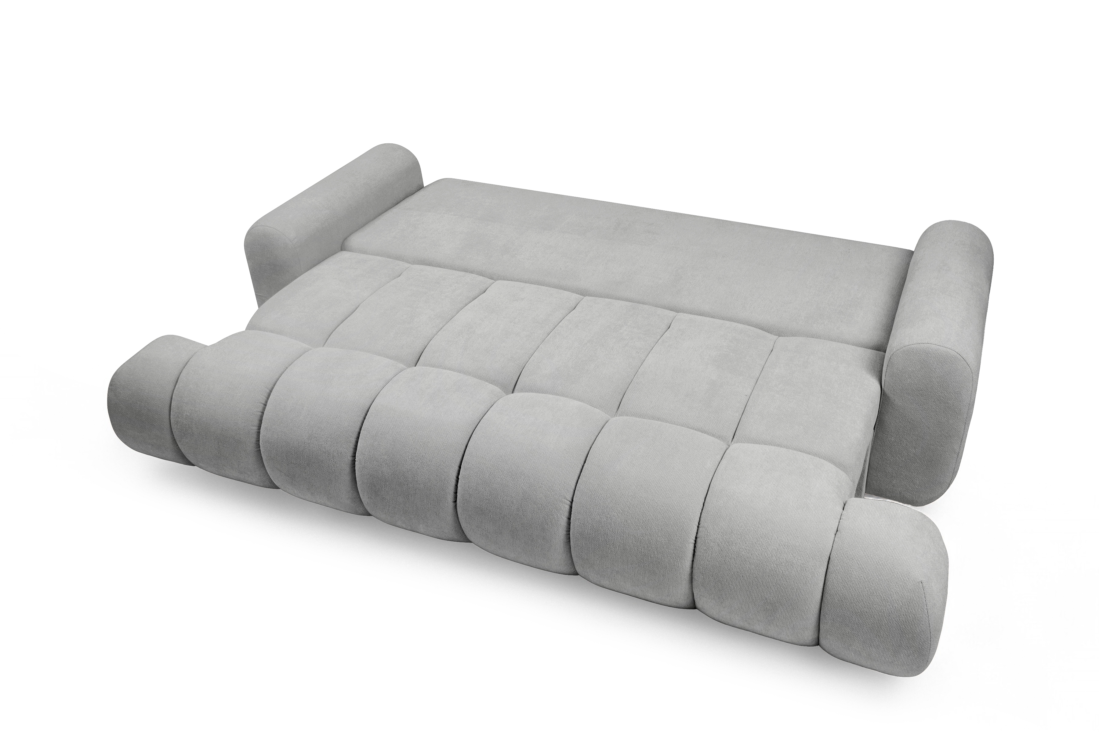 Rozkládací pohovka Lutario s funkcí spánku - šedá hydrofobní tkanina Venice 2023 Pohovka Lutario rozkládací - šedá plecionka hydrofobowa Venice 2023