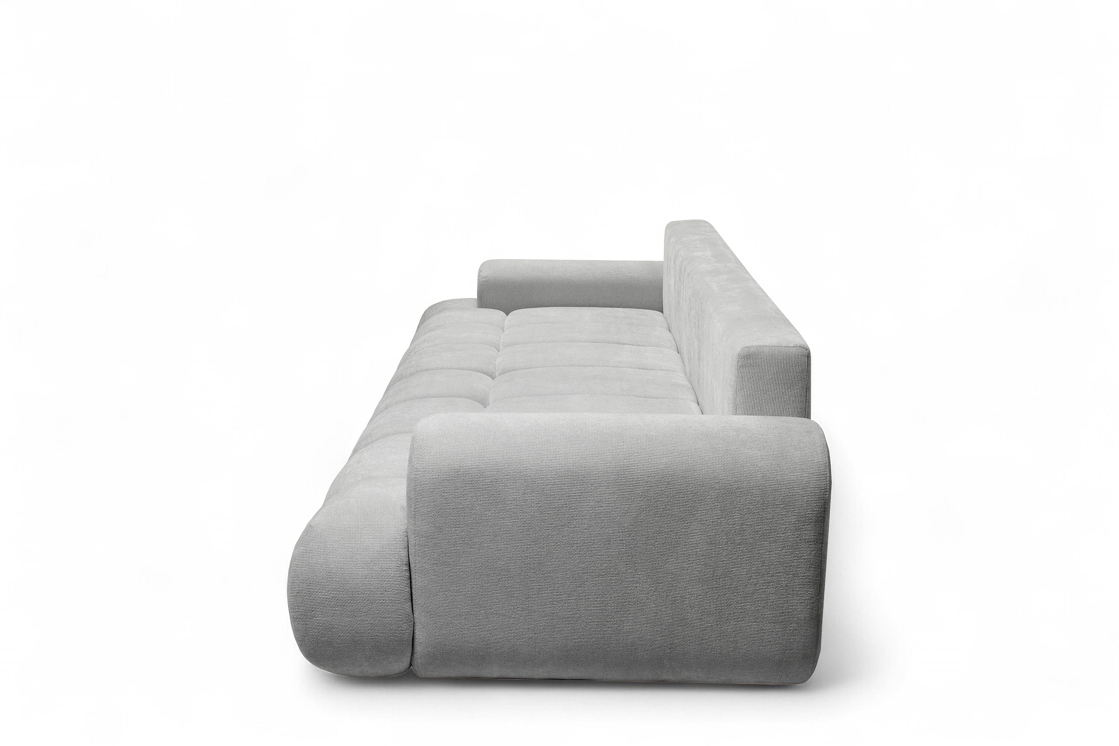 Rozkládací pohovka Lutario s funkcí spánku - šedá hydrofobní tkanina Venice 2023 Pohovka Lutario rozkládací - šedá plecionka hydrofobowa Venice 2023