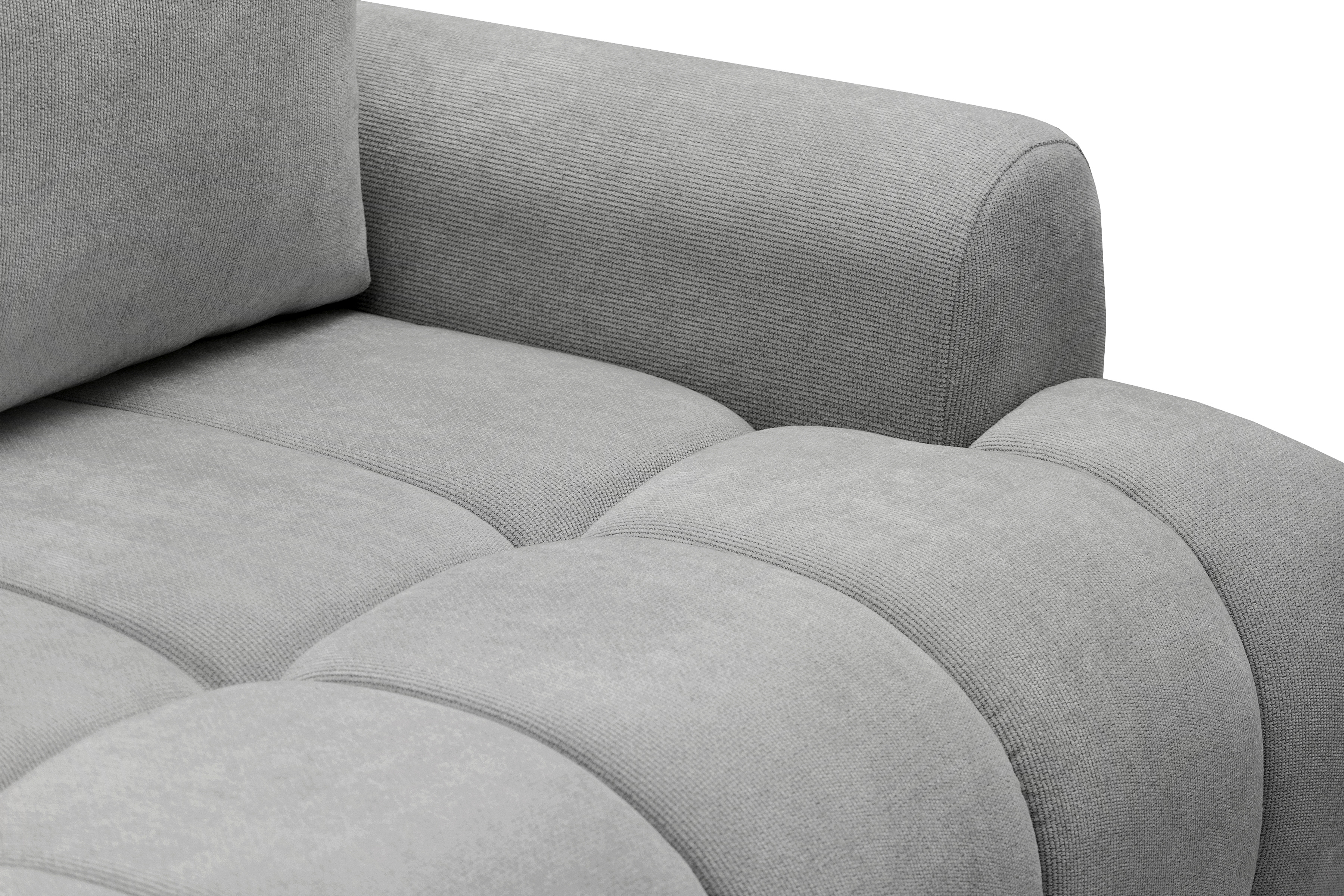 Rozkládací pohovka Lutario s funkcí spánku - šedá hydrofobní tkanina Venice 2023 Pohovka Lutario rozkládací - šedá plecionka hydrofobowa Venice 2023