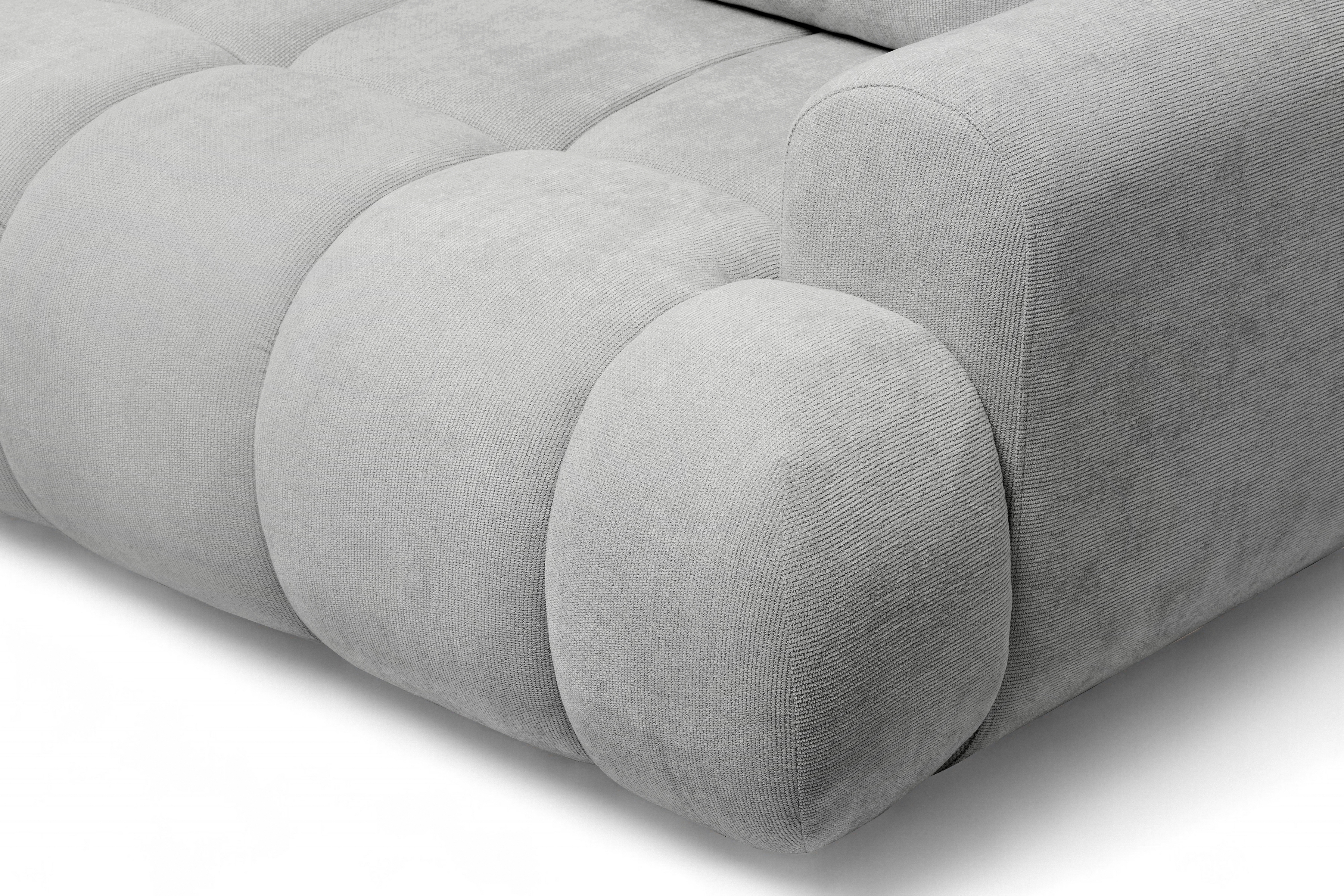 Rozkládací pohovka Lutario s funkcí spánku - šedá hydrofobní tkanina Venice 2023 Pohovka Lutario rozkládací - šedá plecionka hydrofobowa Venice 2023