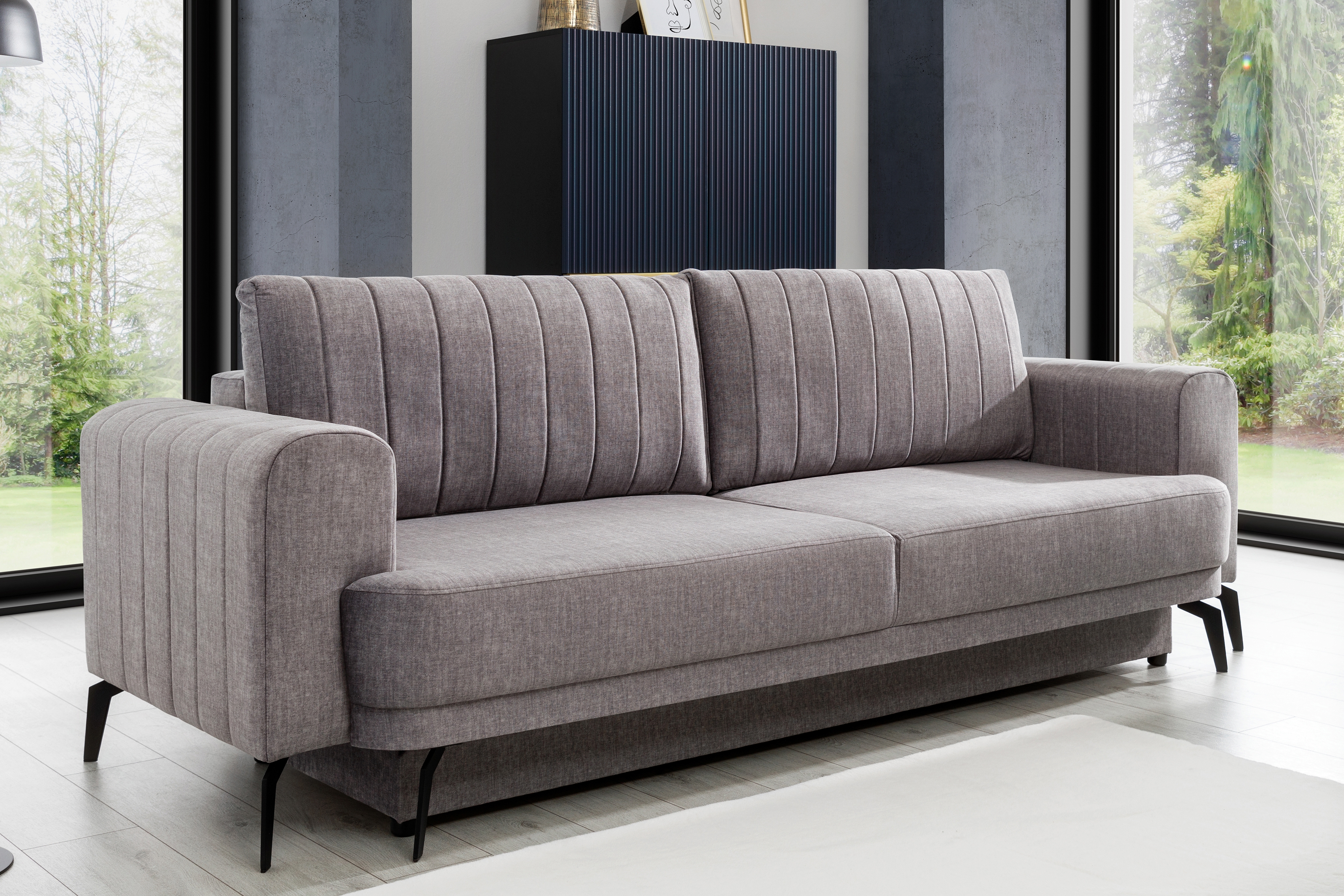 Pohovka Luzano s funkcí spaní - šedý samet Vogue 14 Pohovka Luzano rozkládací  - šedá samet Vogue 14