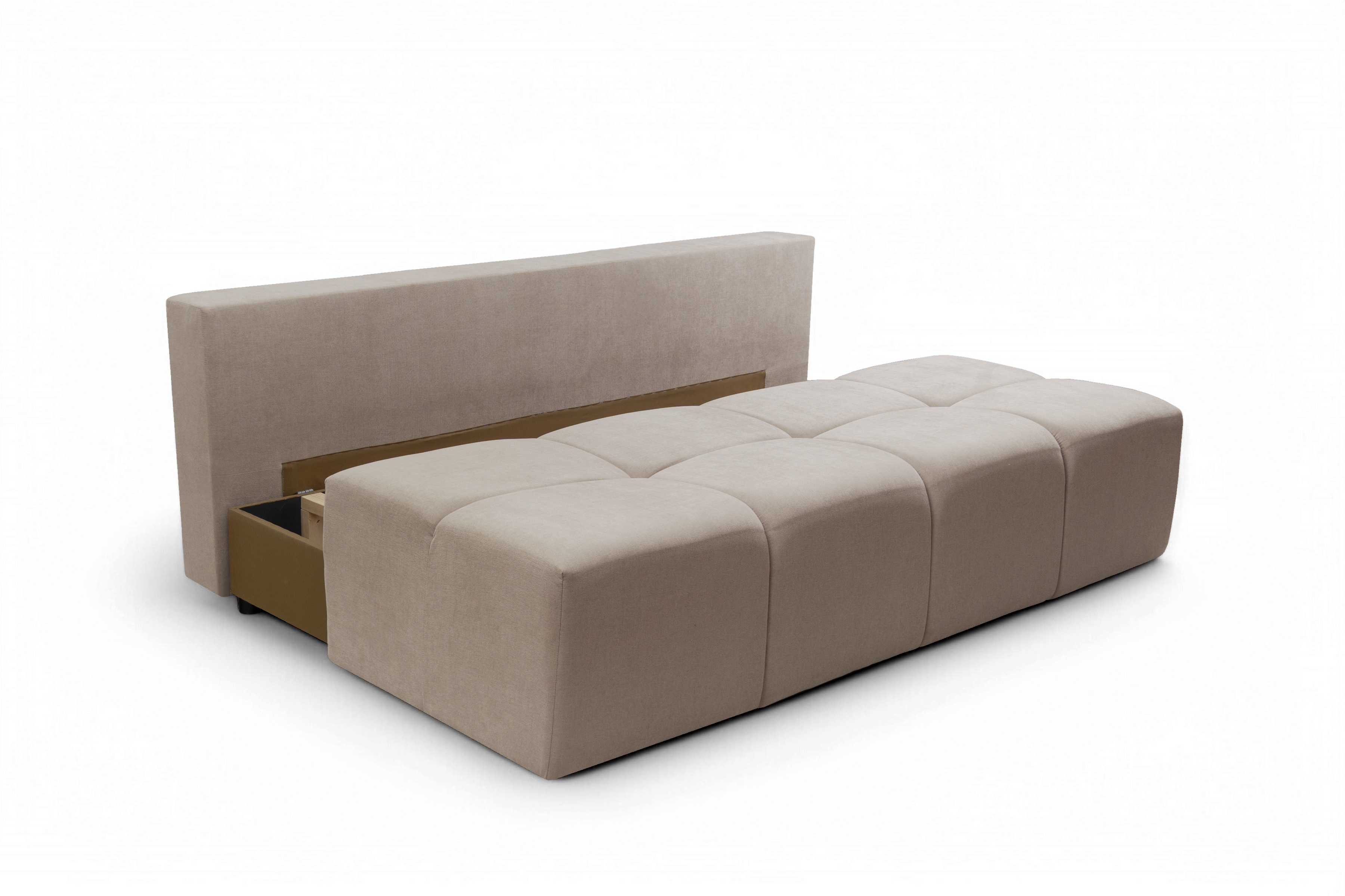 Rozkladacia pohovka Natario s úložným priestorom – tmavobéžový šenil Wind 11 Pohovka Natario rozkladana S vnútorným úložným priestorom- tmavý béžový šenil Wind 11