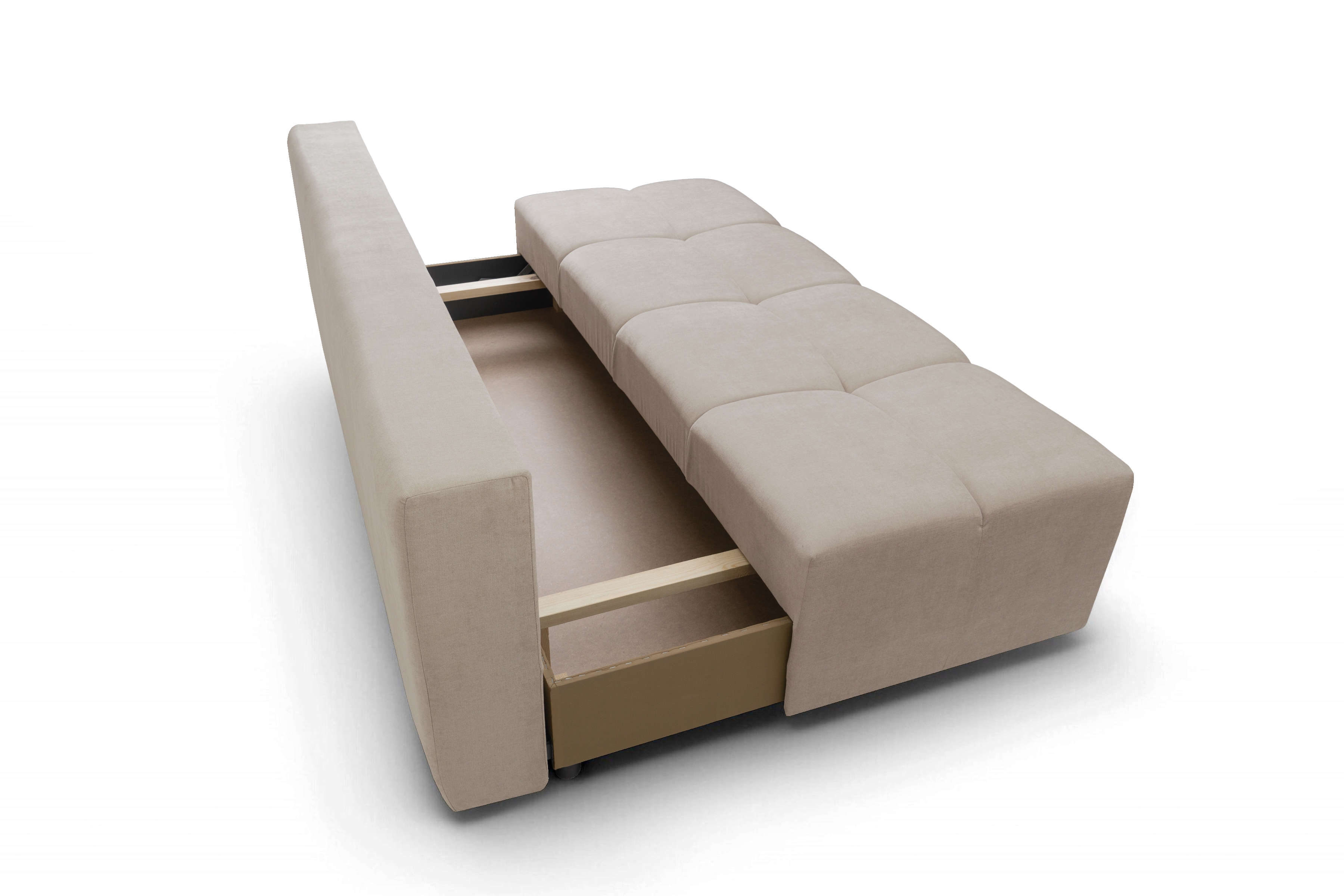 Rozkladacia pohovka Natario s úložným priestorom – tmavobéžový šenil Wind 11 Pohovka Natario rozkladana S vnútorným úložným priestorom- tmavý béžový šenil Wind 11