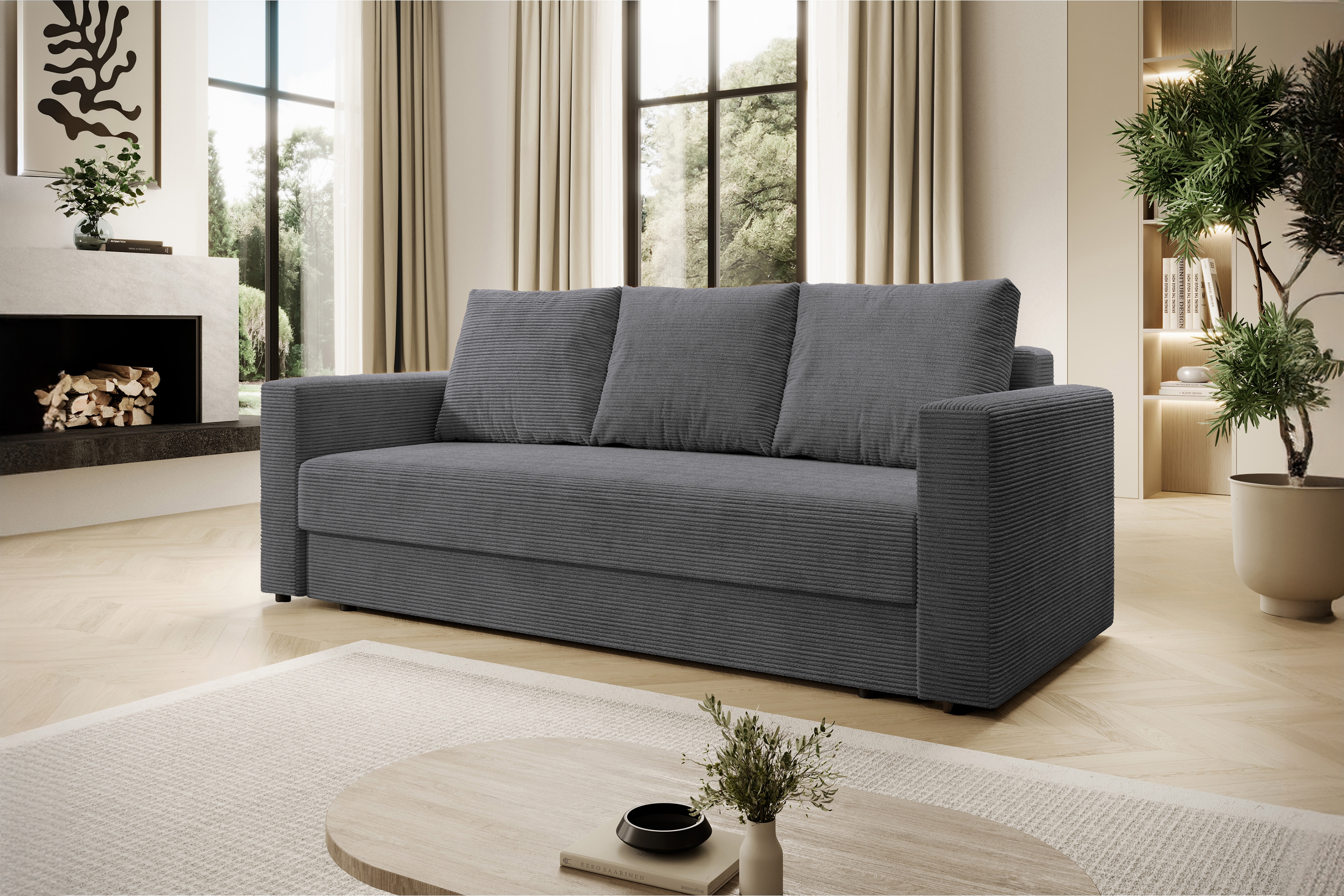 Rozkladacia pohovka Bizon - sivý menčester Lincoln 90 Pohovka rozkladana do obývacej izby Bizon - šedý MENČESTER Lincoln 90