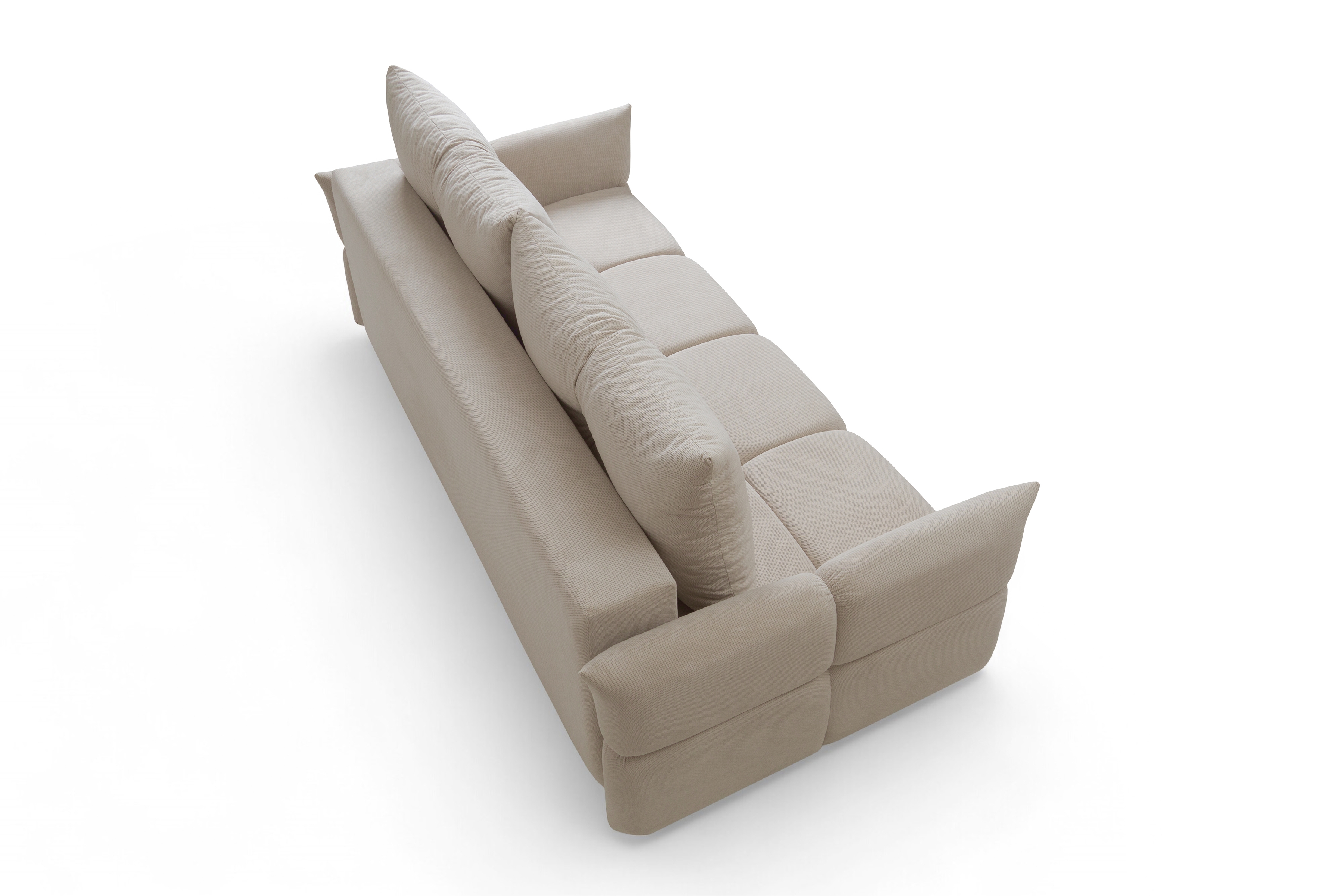 Rozkládací pohovka Fitelia s úložným prostorem - světle béžový samet Pretty 03 / nožky buk Pohovka rozkladana Fitelia s úložným prostorem- světlý béžová plusz Pretty 03 / buk 