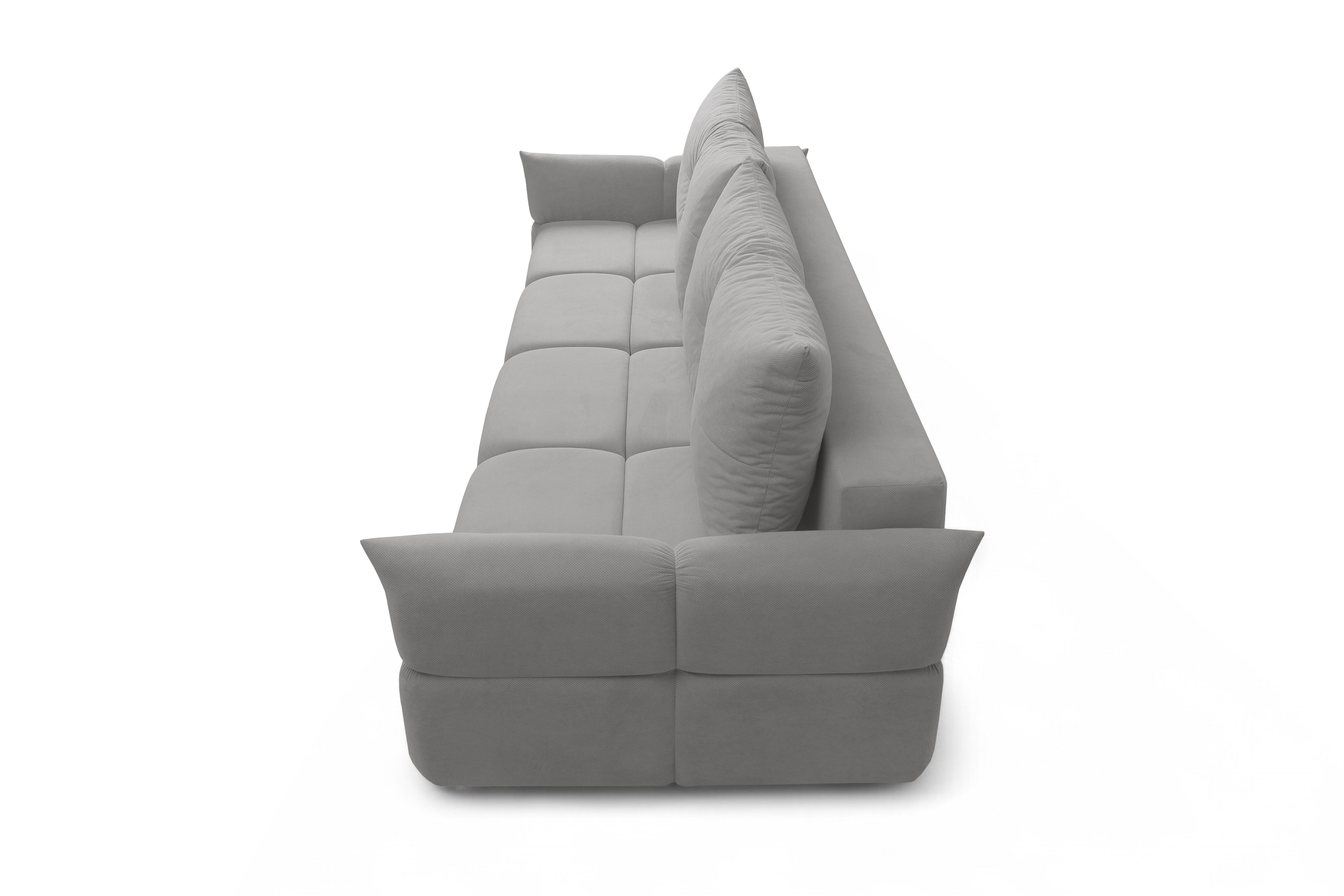 Rozkladacia pohovka Fitelia s úložným priestorom – popolavý plyš Pretty 16 / bukové nožičky Pohovka rozkladana Fitelia S vnútorným úložným priestorom- Popolový plusz Pretty 16 / buk 