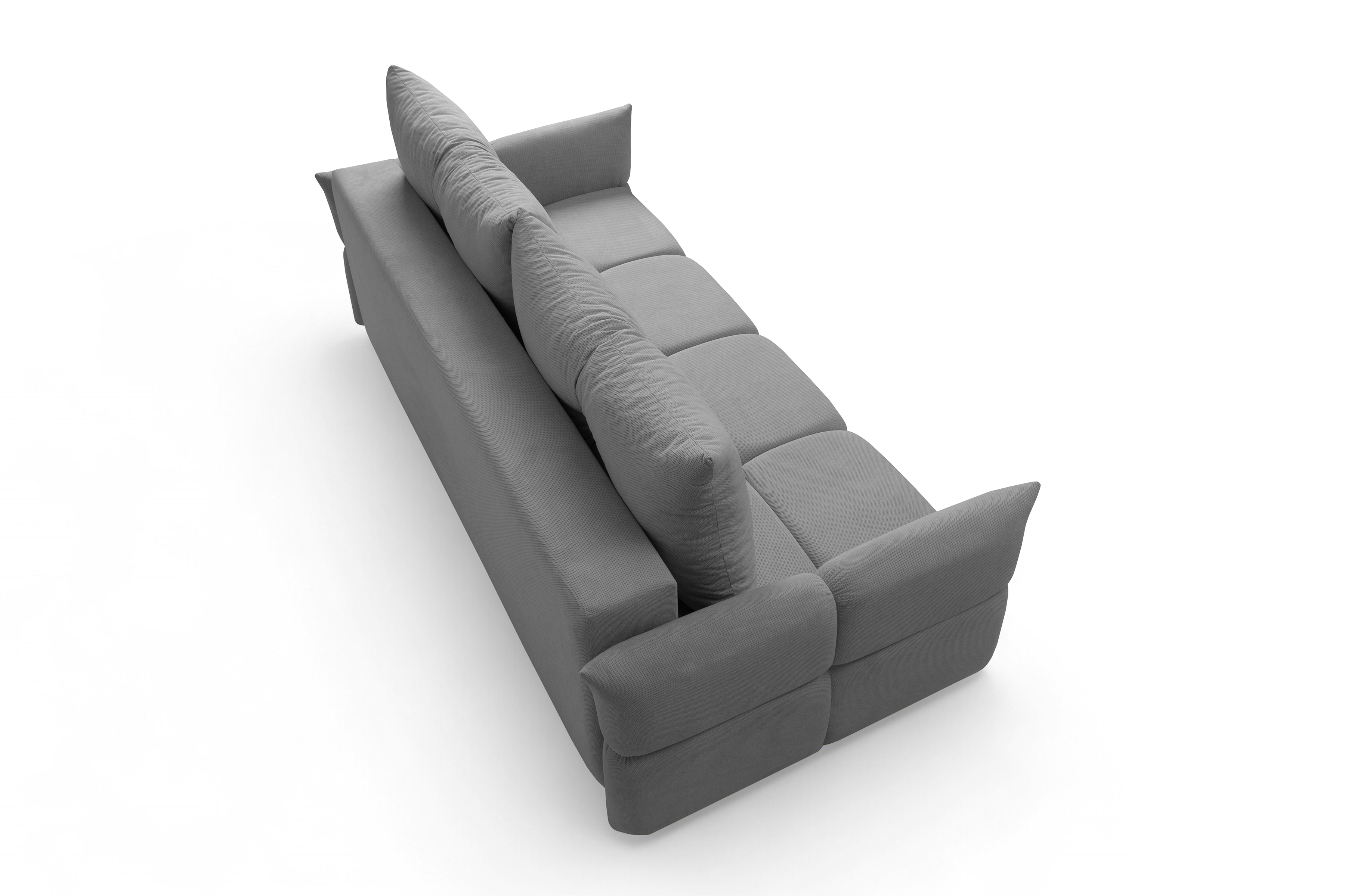 Rozkládací pohovka Fitelia s úložným prostorem - šedý samet Pretty 17 / nožky buk Pohovka rozkladana Fitelia s úložným prostorem- šedá plusz Pretty 17 / buk 