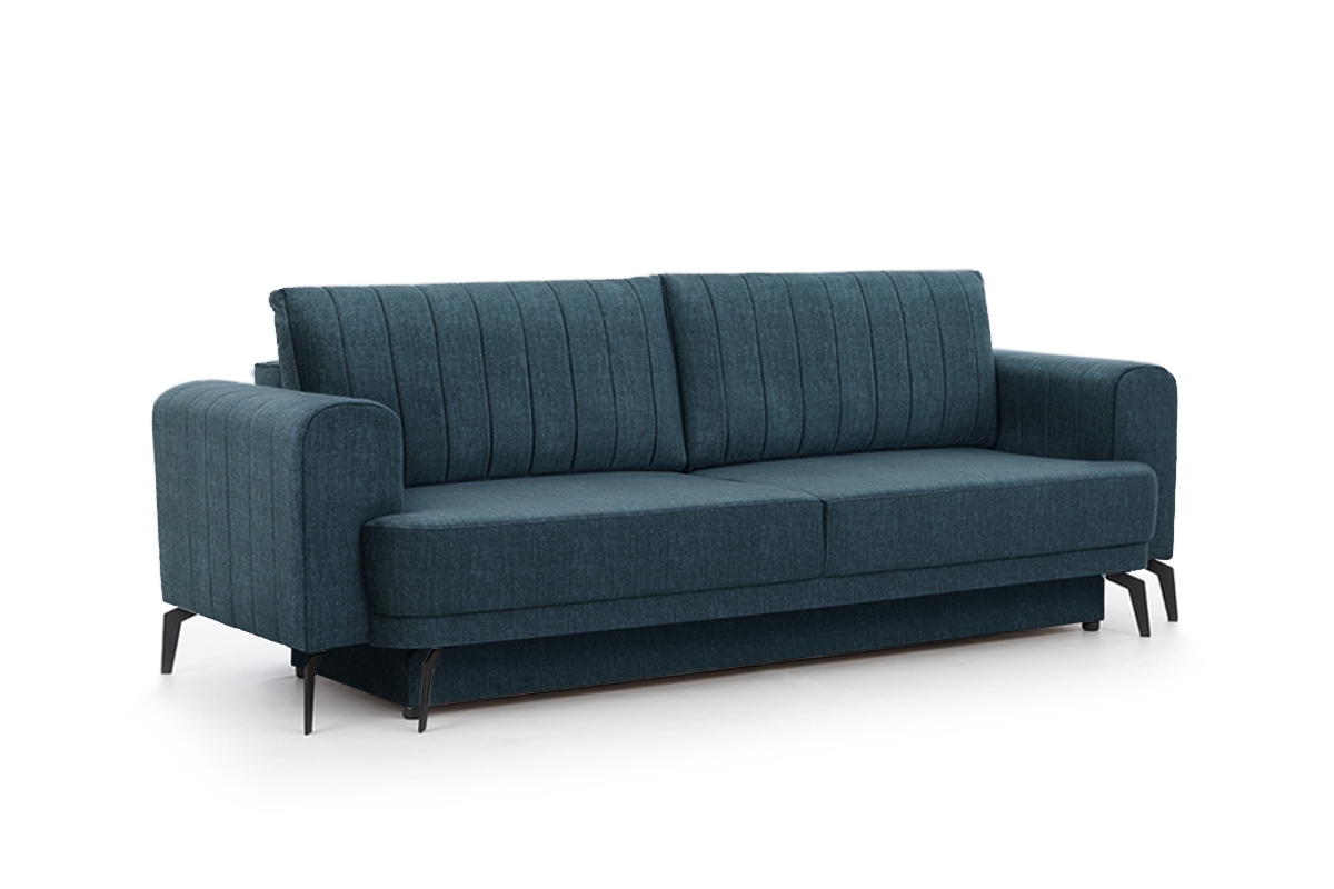 Rozkladacia pohovka Luzano modrá Pohovka z čiernymi nozkami 