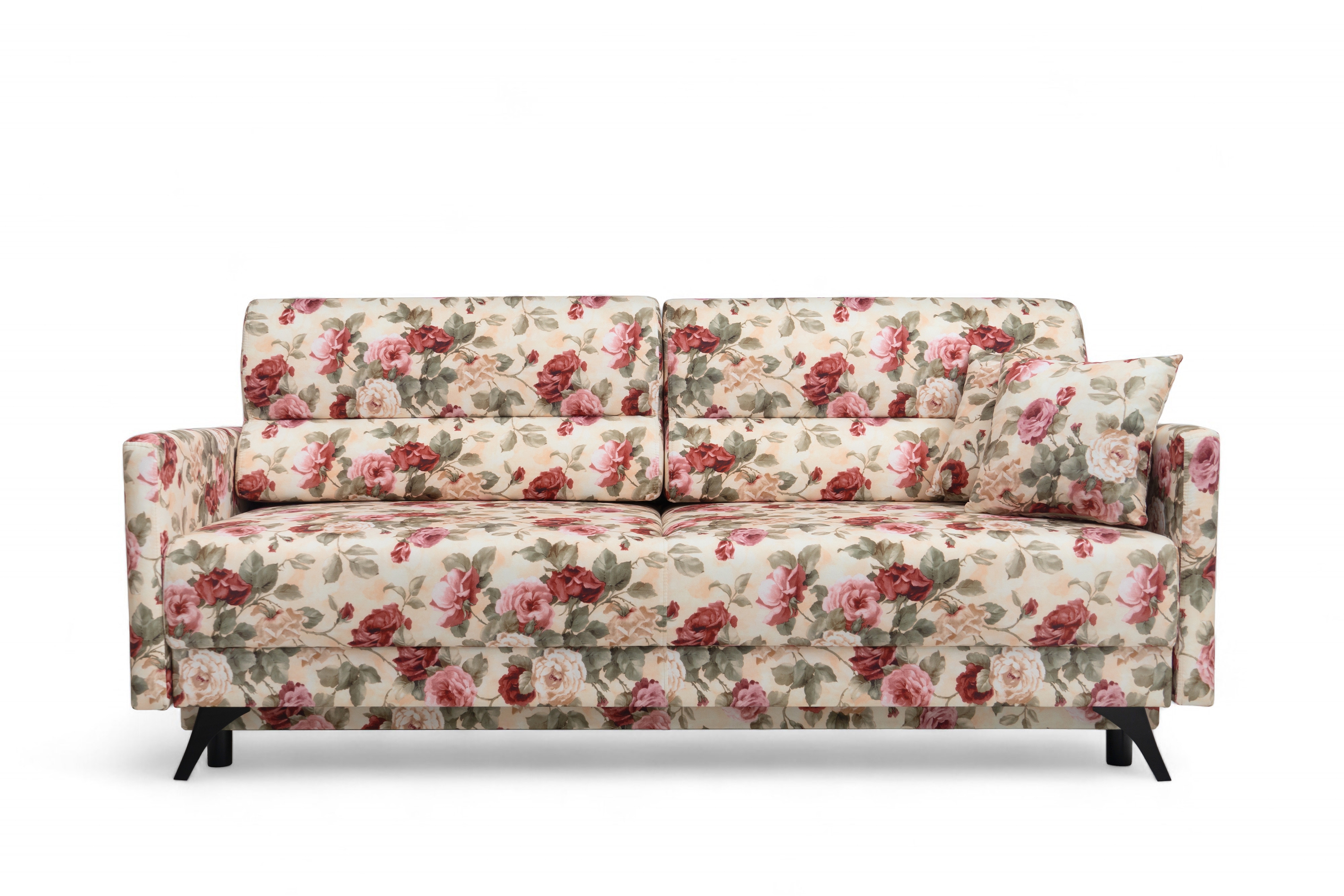 Rozkládací třímístná pohovka Dianis - květinová látka Coral WM 82 Pohovka rozkladana třímístná Elsa - potahová látka w kwiaty Coral WM 82 