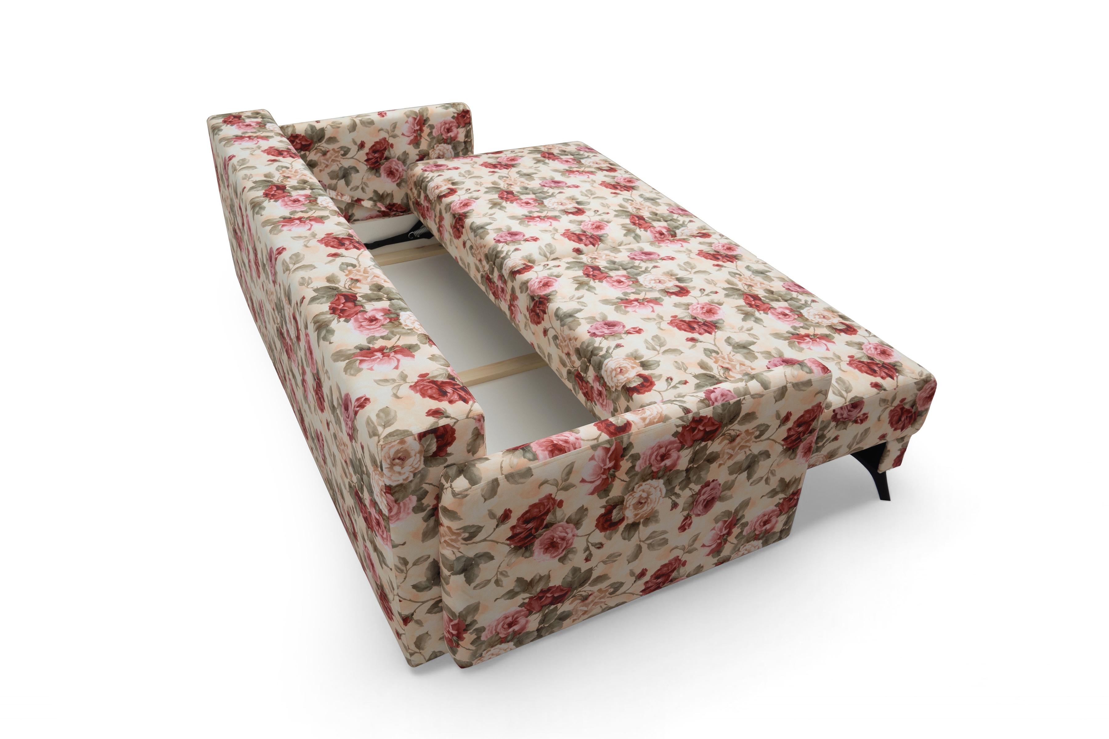 Rozkládací třímístná pohovka Dianis - květinová látka Coral WM 82 Pohovka rozkladana třímístná Elsa - potahová látka w kwiaty Coral WM 82 