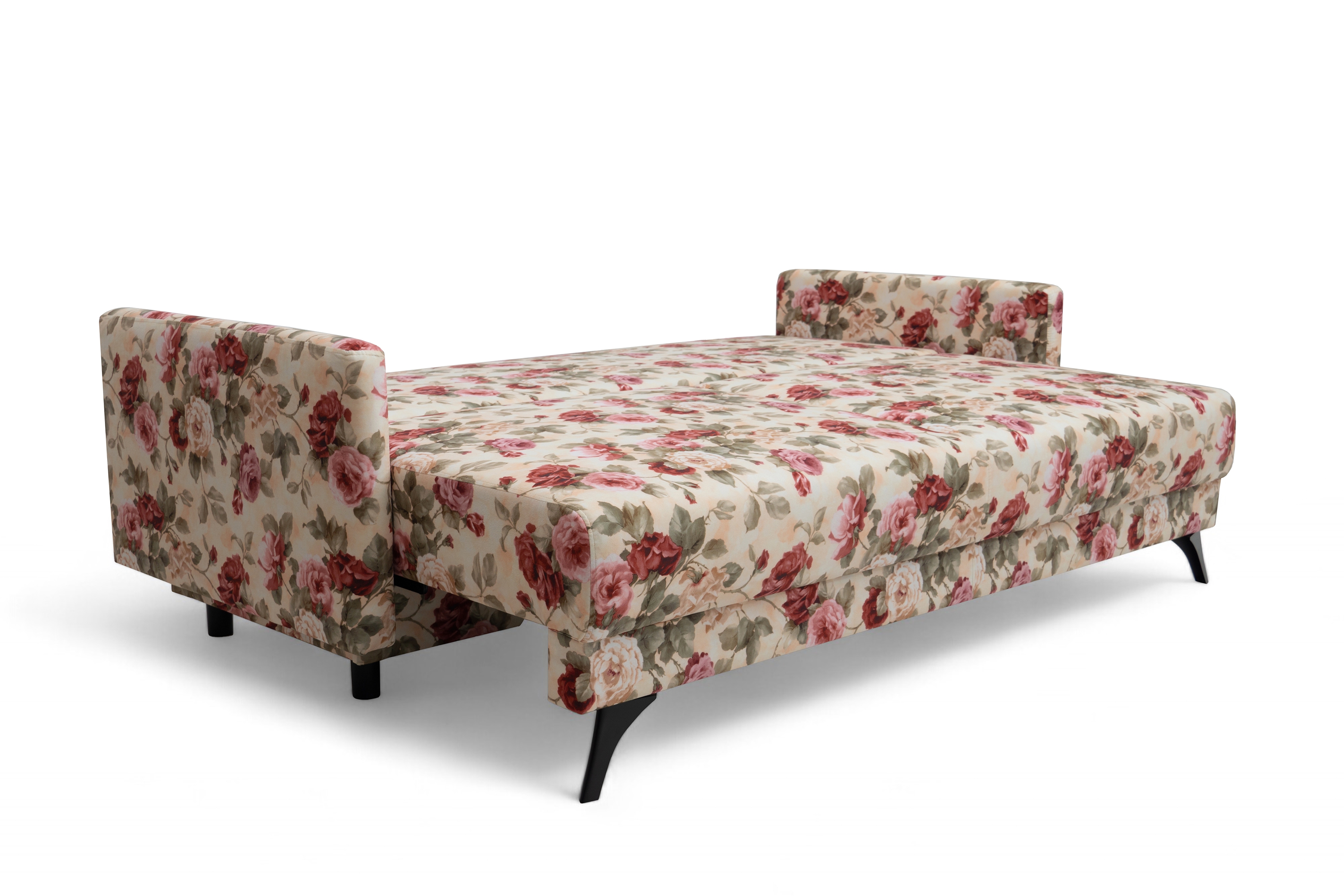 Rozkládací třímístná pohovka Dianis - květinová látka Coral WM 82 Pohovka rozkladana třímístná Elsa - potahová látka w kwiaty Coral WM 82 