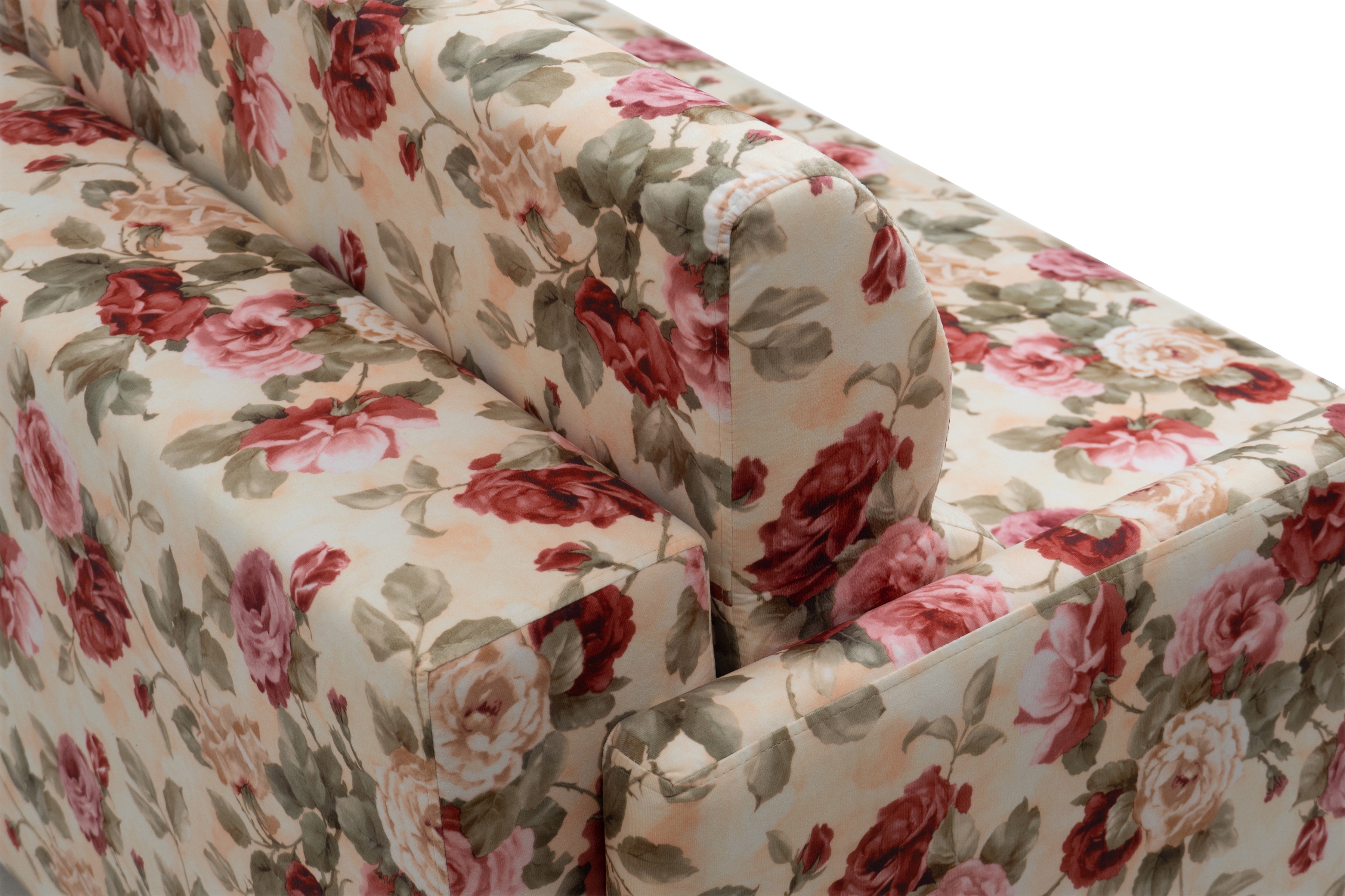 Rozkládací třímístná pohovka Dianis - květinová látka Coral WM 82 Pohovka rozkladana třímístná Elsa - potahová látka w kwiaty Coral WM 82 