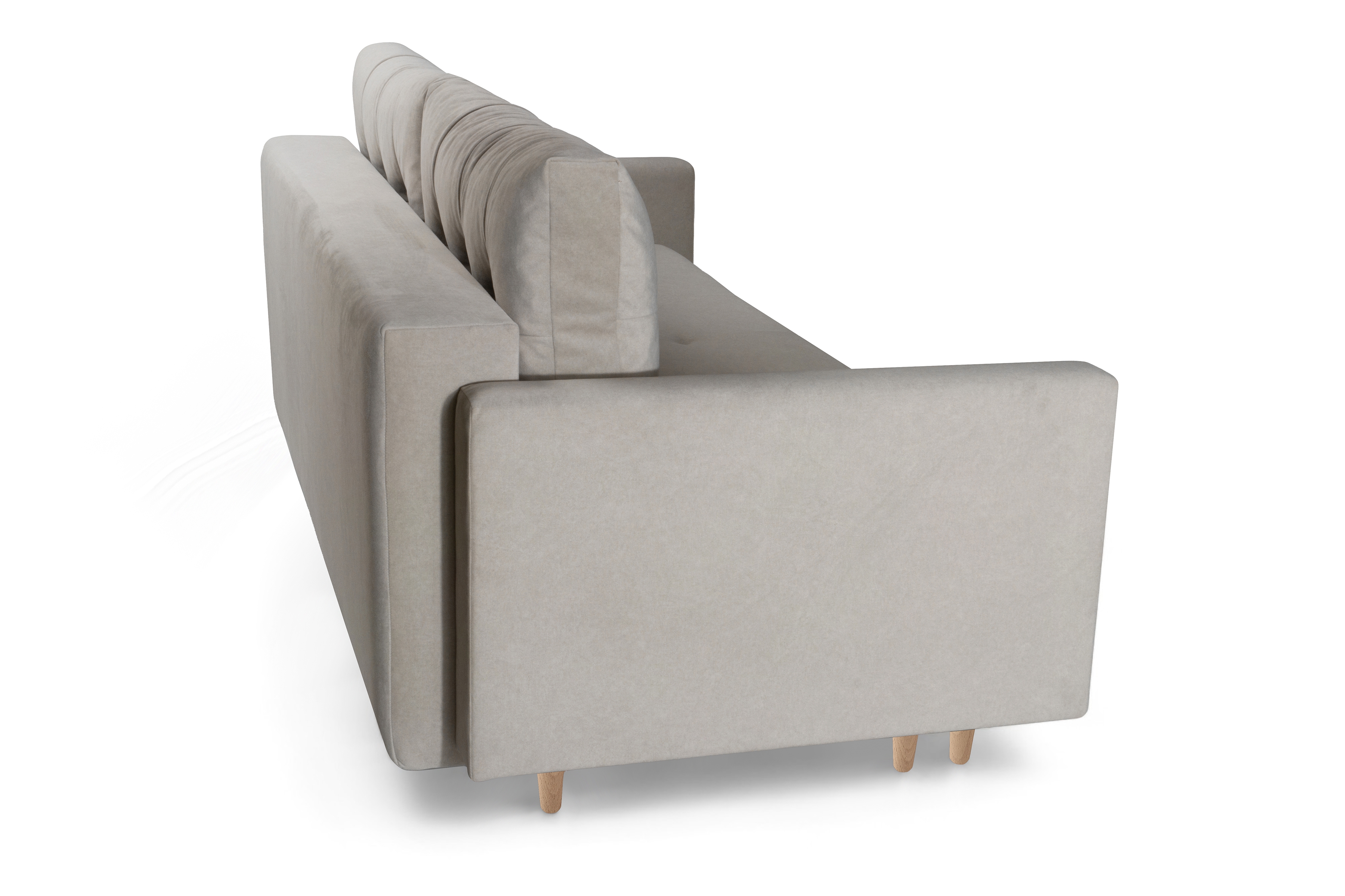 Rozkladacia trojpohovka Romano - béžový zamat Cloud 03 / buk Pohovka rozkladana trojmiestna Romano - béžový welwet Cloud 03 / nožičky buk