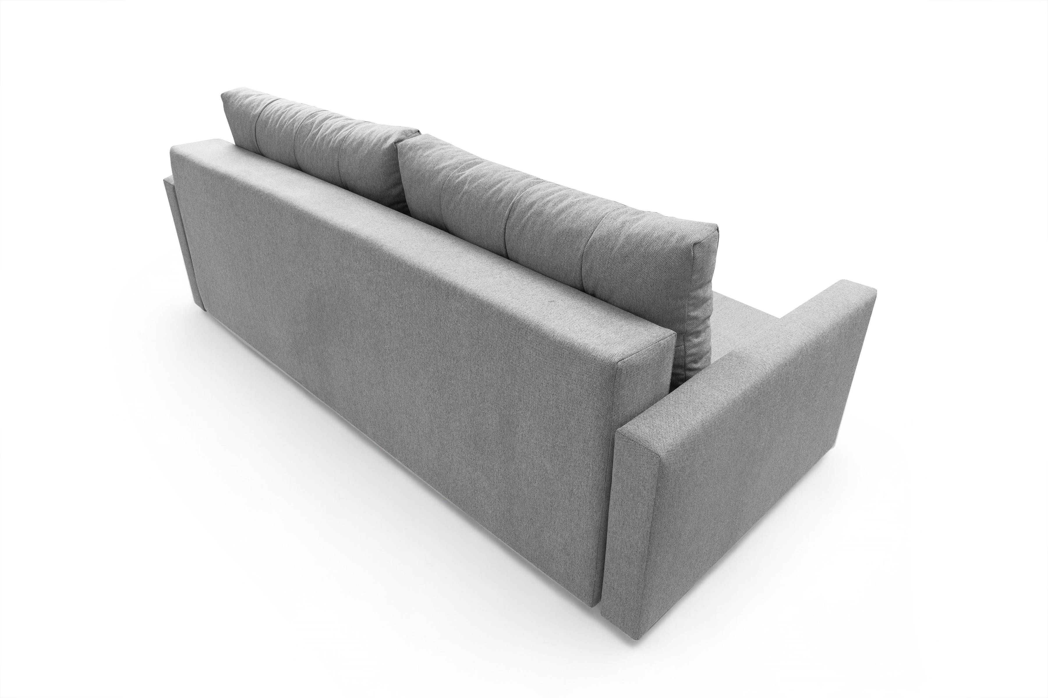 Trojmiestna rozkladacia pohovka Romano – sivá pletená látka Gemma 86 / bukové nožičky Pohovka rozkladana trojmiestna Romano - šedá plecionka Gemma 86 / buk