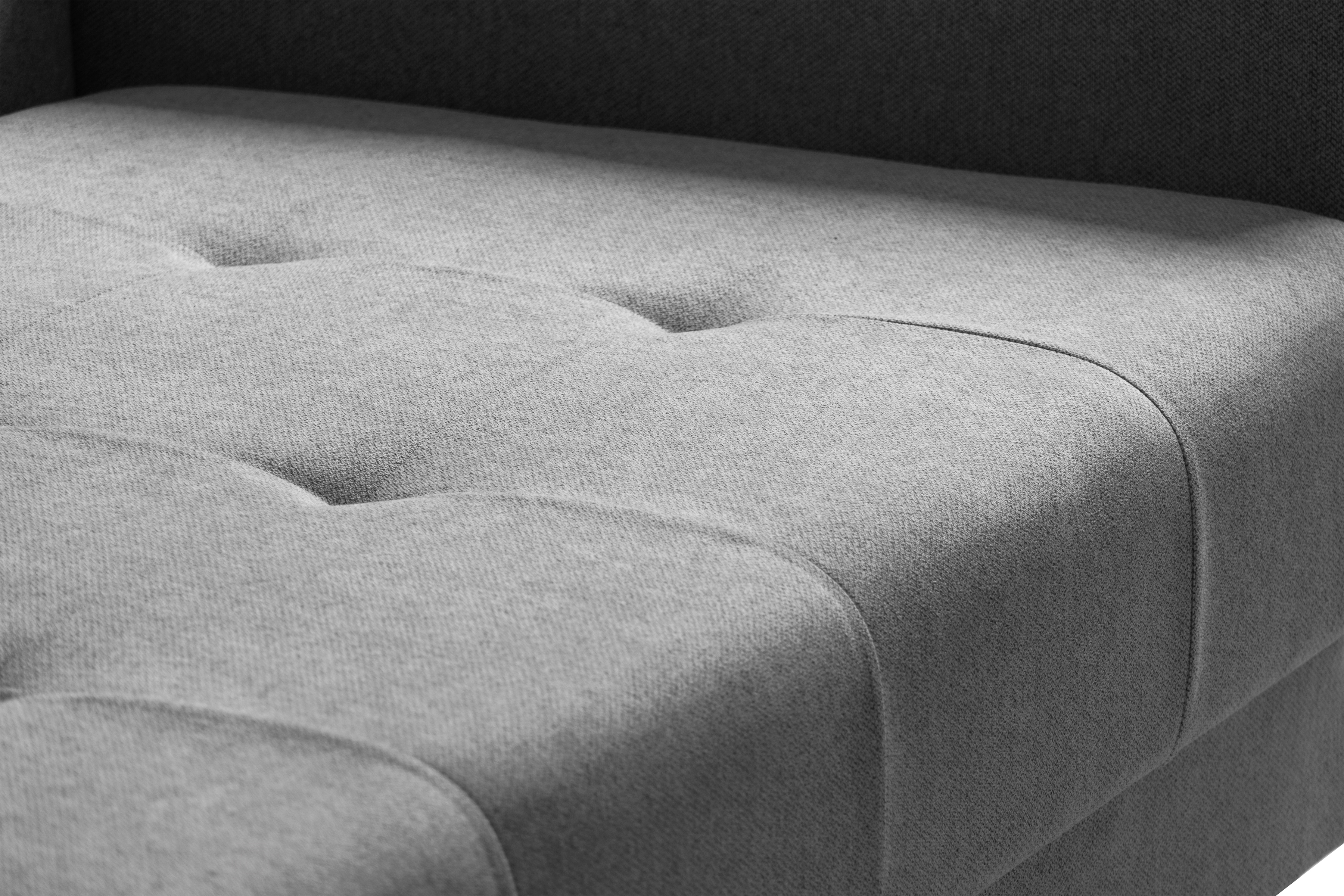 Trojmiestna rozkladacia pohovka Romano – sivá pletená látka Gemma 86 / bukové nožičky Pohovka rozkladana trojmiestna Romano - šedá plecionka Gemma 86 / buk