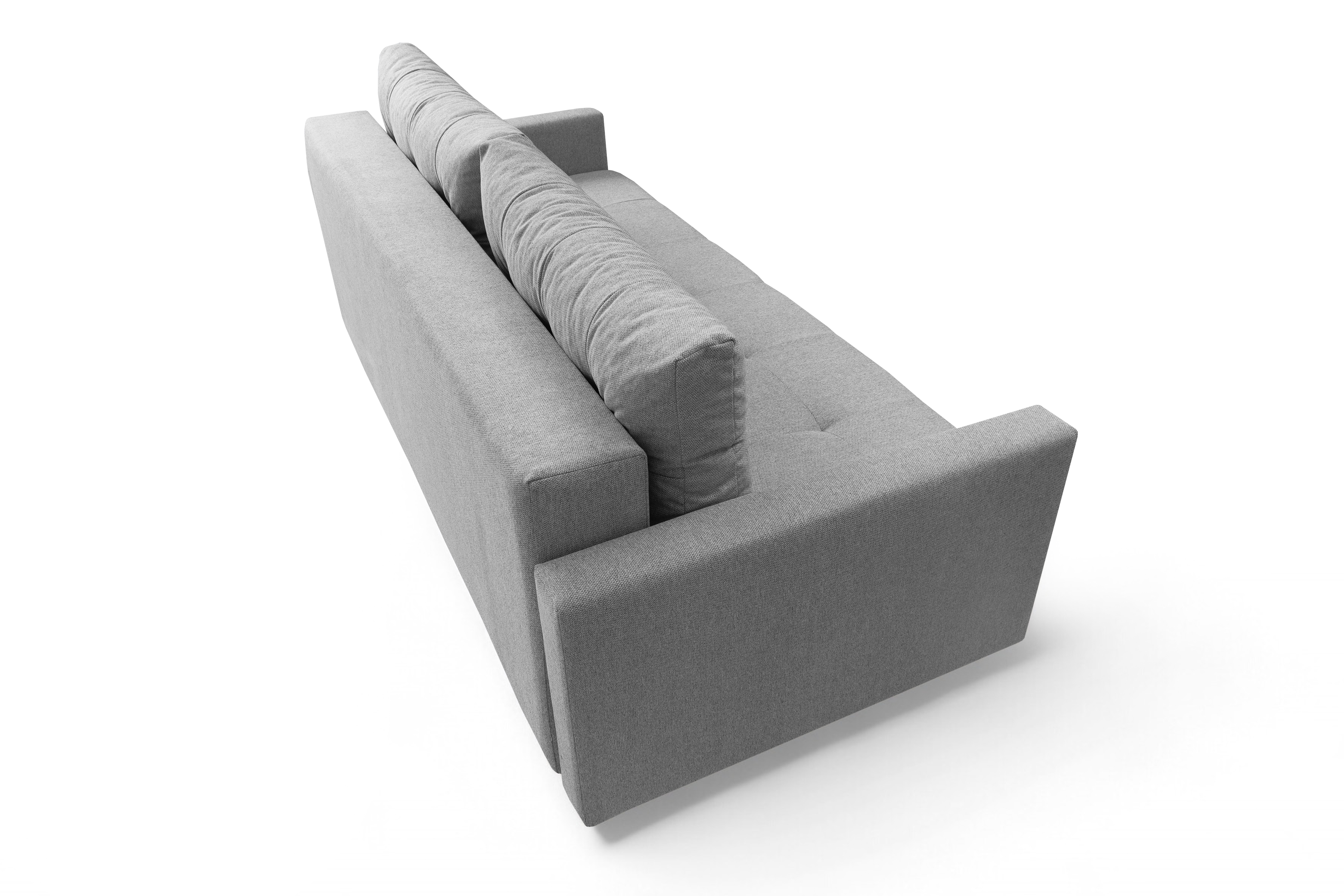 Trojmiestna rozkladacia pohovka Romano – sivá pletená látka Gemma 86 / bukové nožičky Pohovka rozkladana trojmiestna Romano - šedá plecionka Gemma 86 / buk