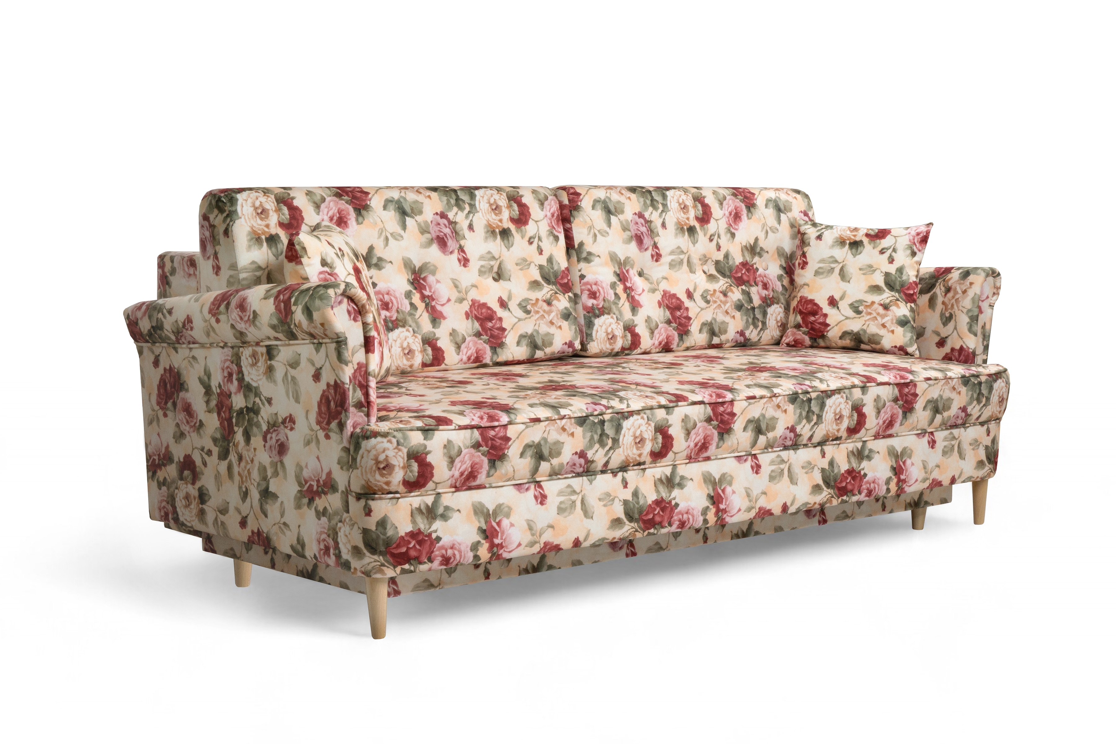 Rozkládací pohovka ušák Vilano - květinový vzor Coral WM 82 / nožky buk Pohovka rozkladana Ušák Vilano - wzor w kwiaty Coral WM 82 / Nohy buk