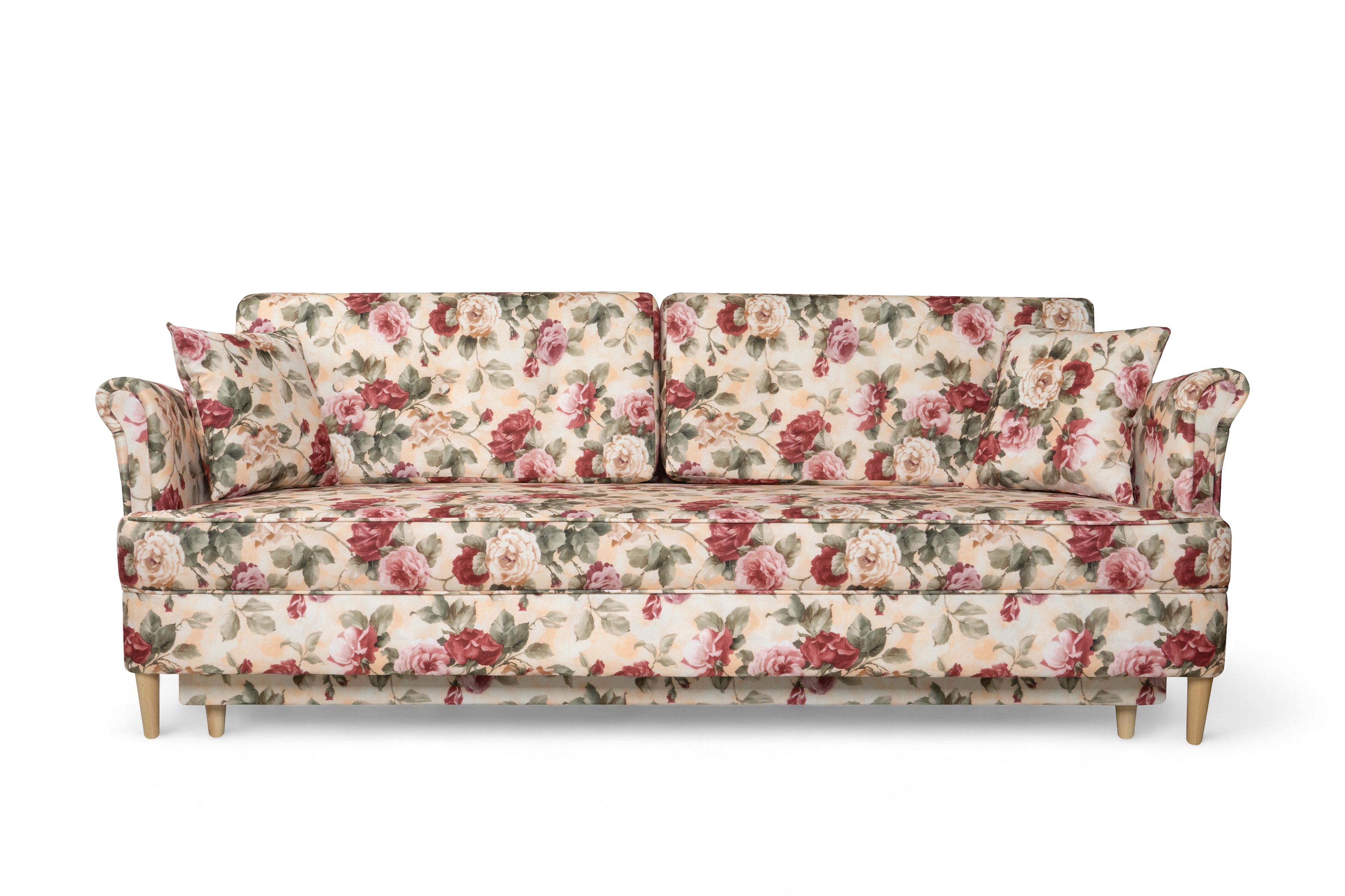 Rozkládací pohovka ušák Vilano - květinový vzor Coral WM 82 / nožky buk Pohovka rozkladana Ušák Vilano - wzor w kwiaty Coral WM 82 / Nohy buk