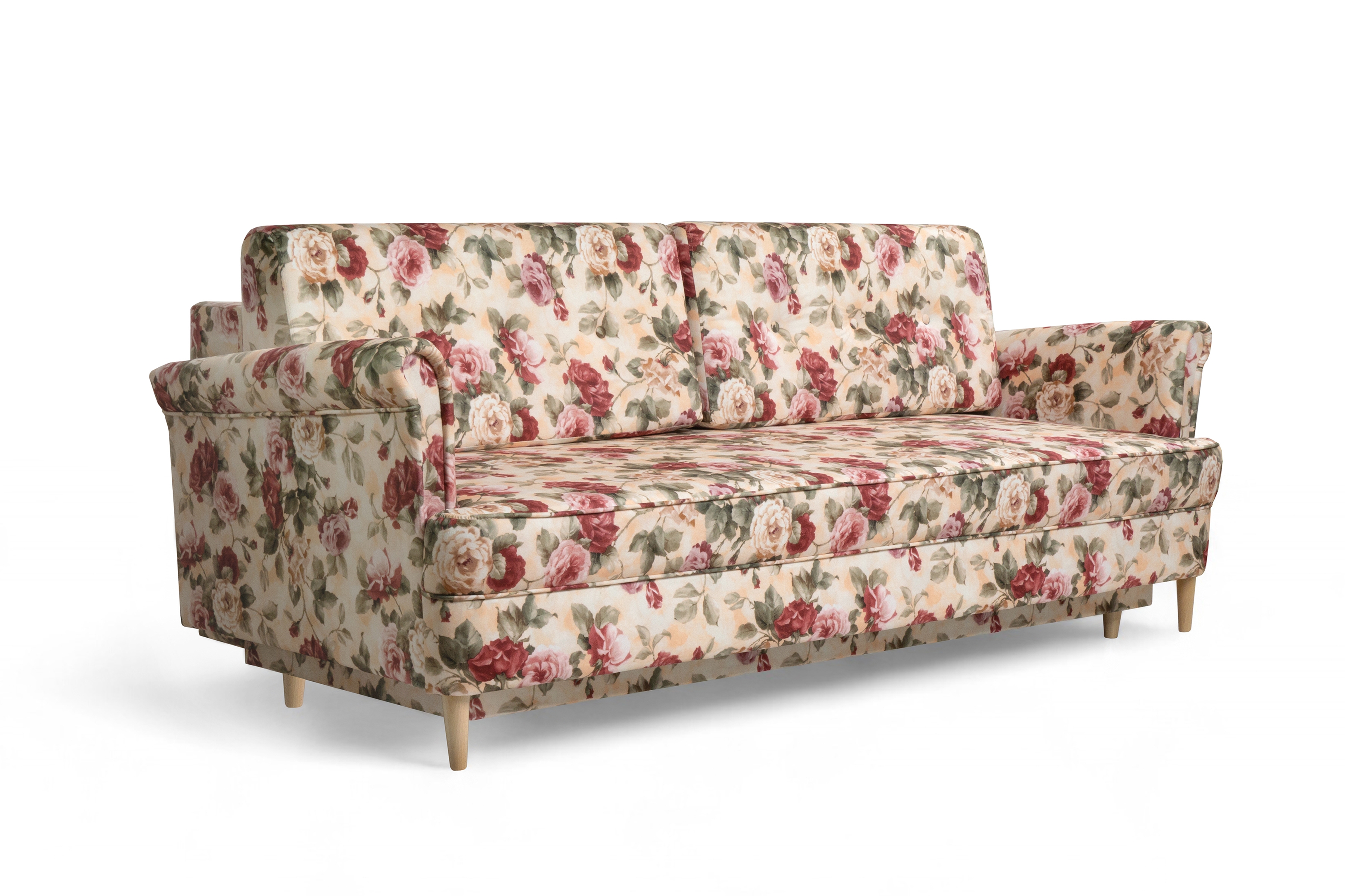 Rozkládací pohovka ušák Vilano - květinový vzor Coral WM 82 / nožky buk Pohovka rozkladana Ušák Vilano - wzor w kwiaty Coral WM 82 / Nohy buk