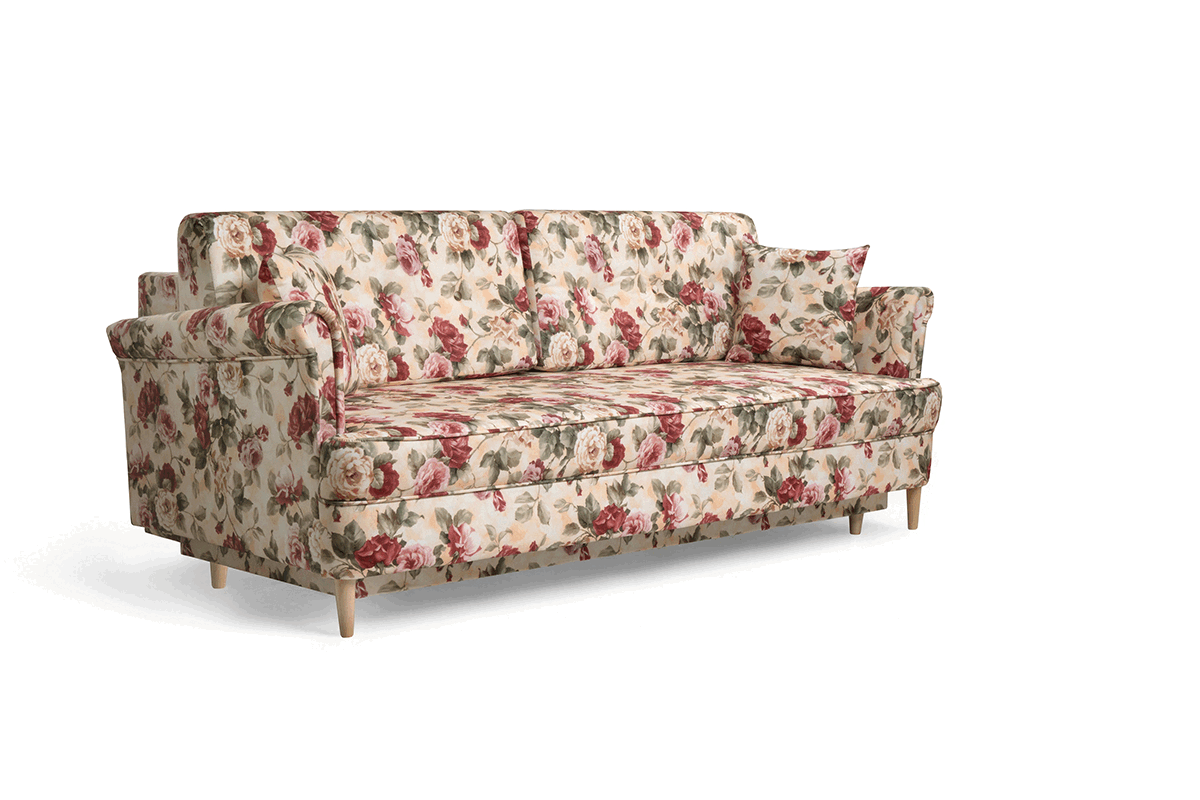 Rozkládací pohovka ušák Vilano - květinový vzor Coral WM 82 / nožky buk Pohovka rozkladana Ušák Vilano - wzor w kwiaty Coral WM 82 / Nohy buk