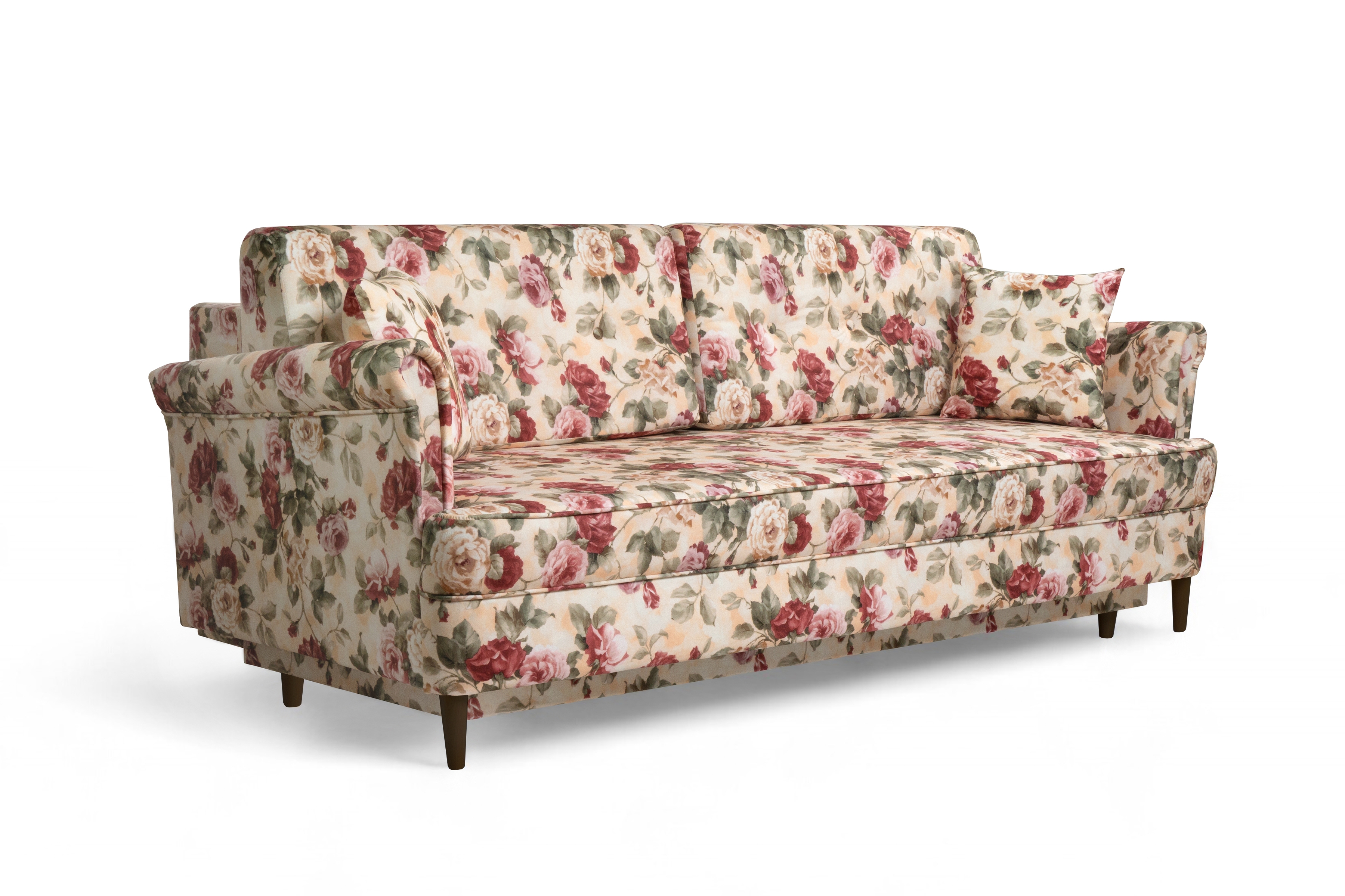 Rozkládací pohovka ušák Vilano - květinový vzor Coral WM 82 / nožky wenge Pohovka rozkladana Ušák Vilano - wzor w kwiaty Coral WM 82 / Nohy wenge