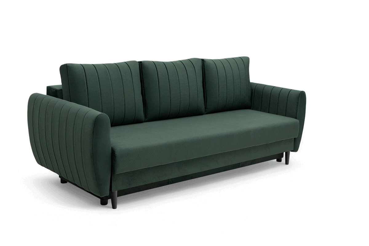 Rozkladacia pohovka Mikni s úložným priestorom – zelený zamat Kronos 14 / nožičky venge Pohovka rozkladana s úložným priestorom Mikni - Zelený zamat Kronos 14 / Venge