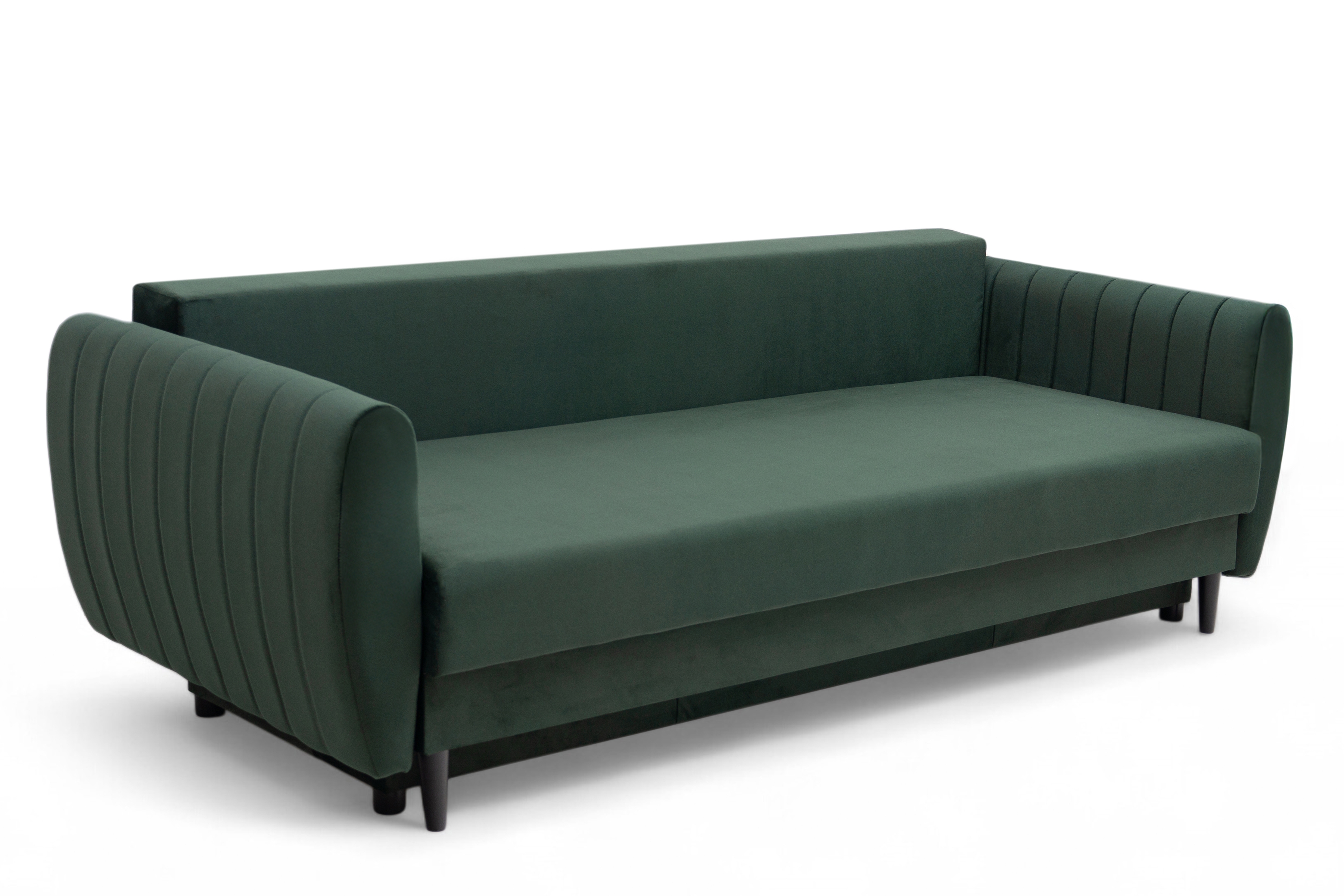 Rozkladacia pohovka Mikni s úložným priestorom – zelený zamat Kronos 14 / nožičky venge Pohovka rozkladana s úložným priestorom Mikni - Zelený zamat Kronos 14 / Venge