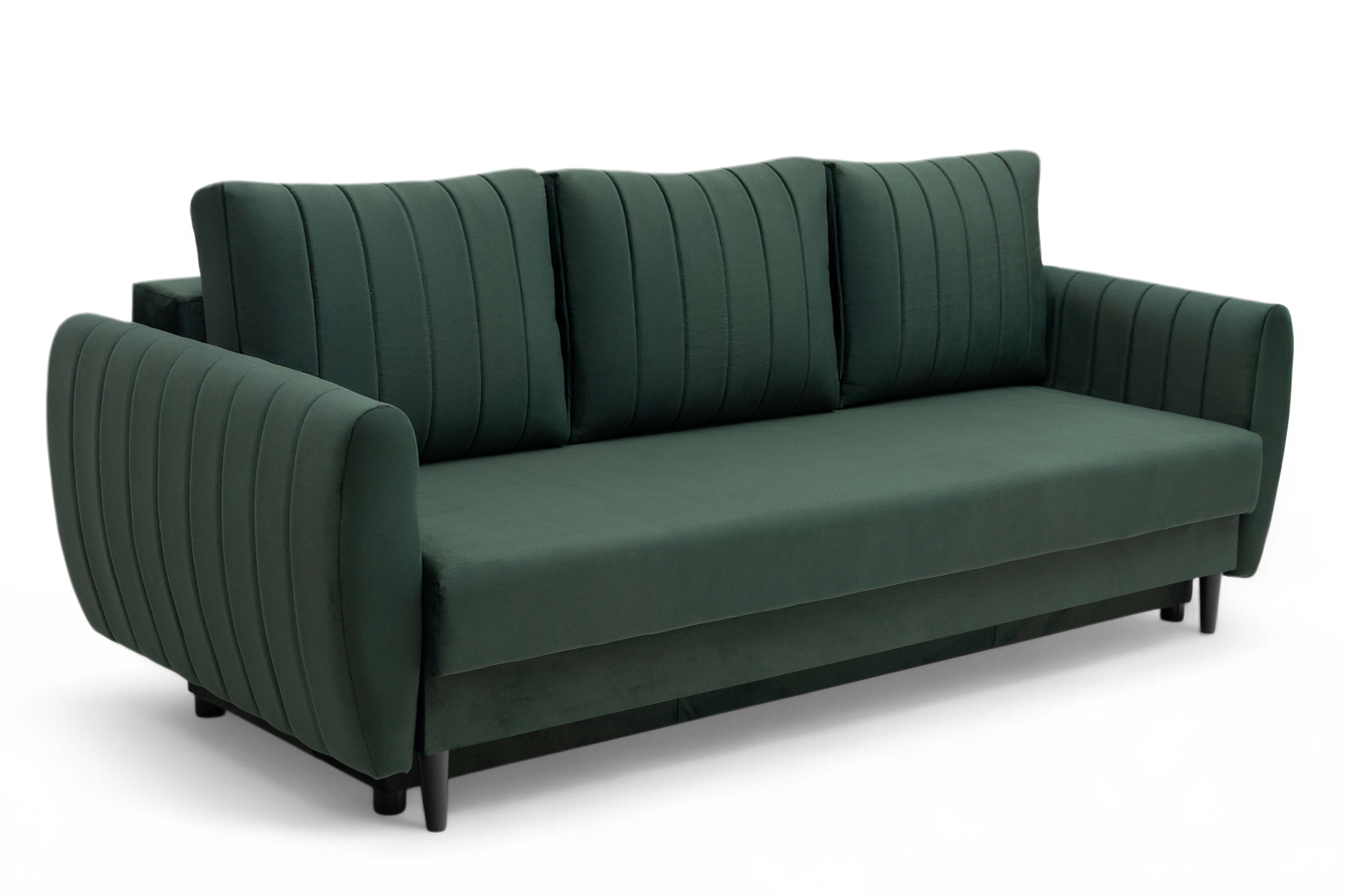 Rozkladacia pohovka Mikni s úložným priestorom – zelený zamat Kronos 14 / nožičky venge Pohovka rozkladana s úložným priestorom Mikni - Zelený zamat Kronos 14 / Venge