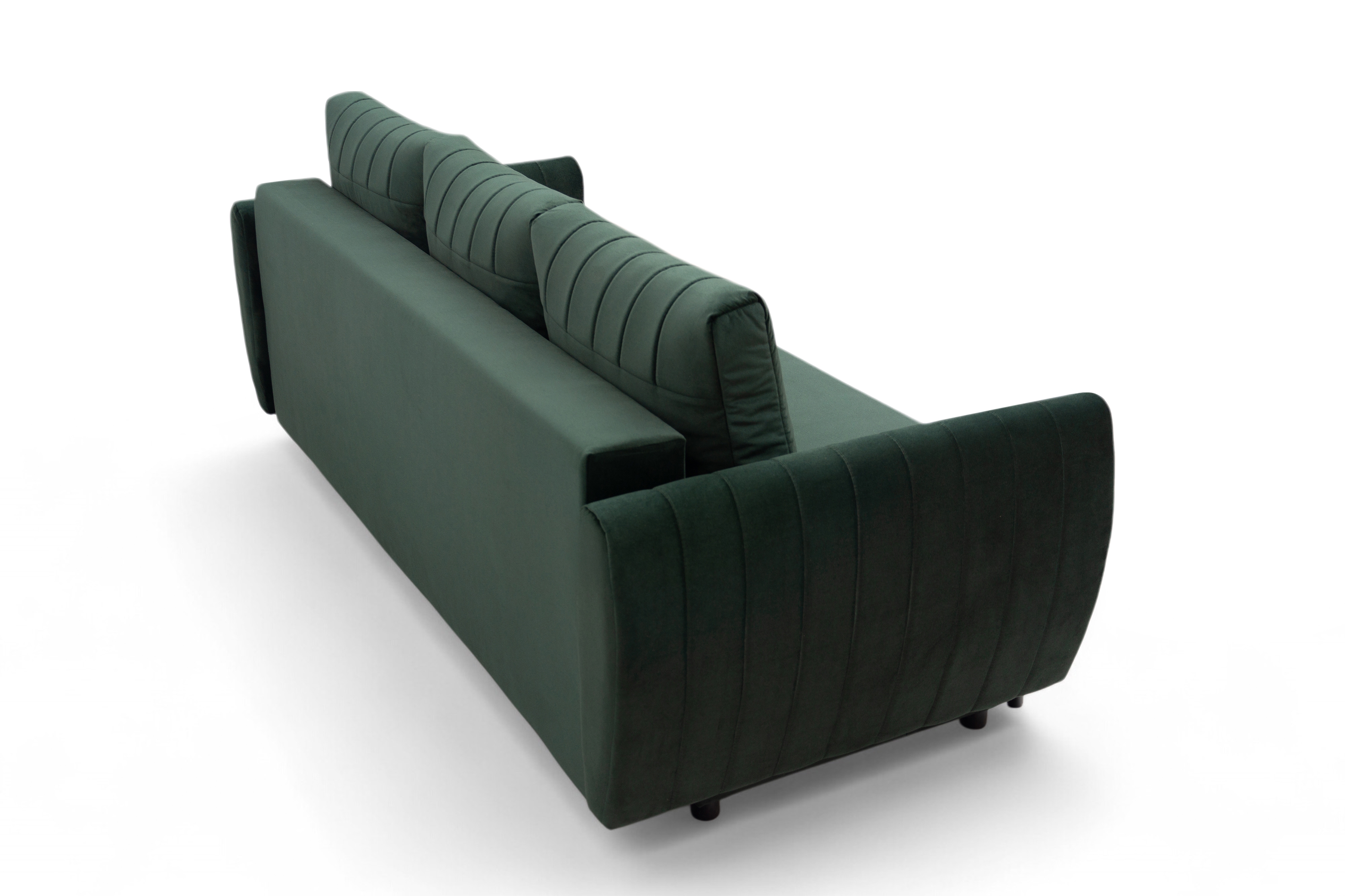 Rozkladacia pohovka Mikni s úložným priestorom – zelený zamat Kronos 14 / nožičky venge Pohovka rozkladana s úložným priestorom Mikni - Zelený zamat Kronos 14 / Venge