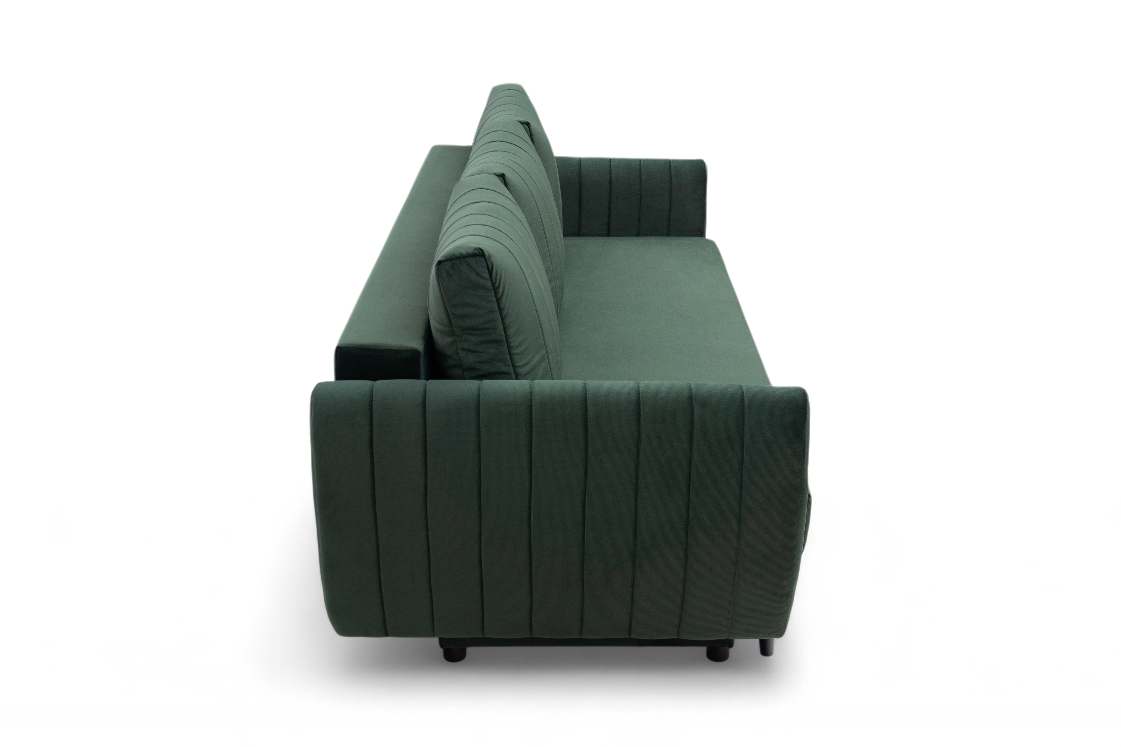 Rozkladacia pohovka Mikni s úložným priestorom – zelený zamat Kronos 14 / nožičky venge Pohovka rozkladana s úložným priestorom Mikni - Zelený zamat Kronos 14 / Venge