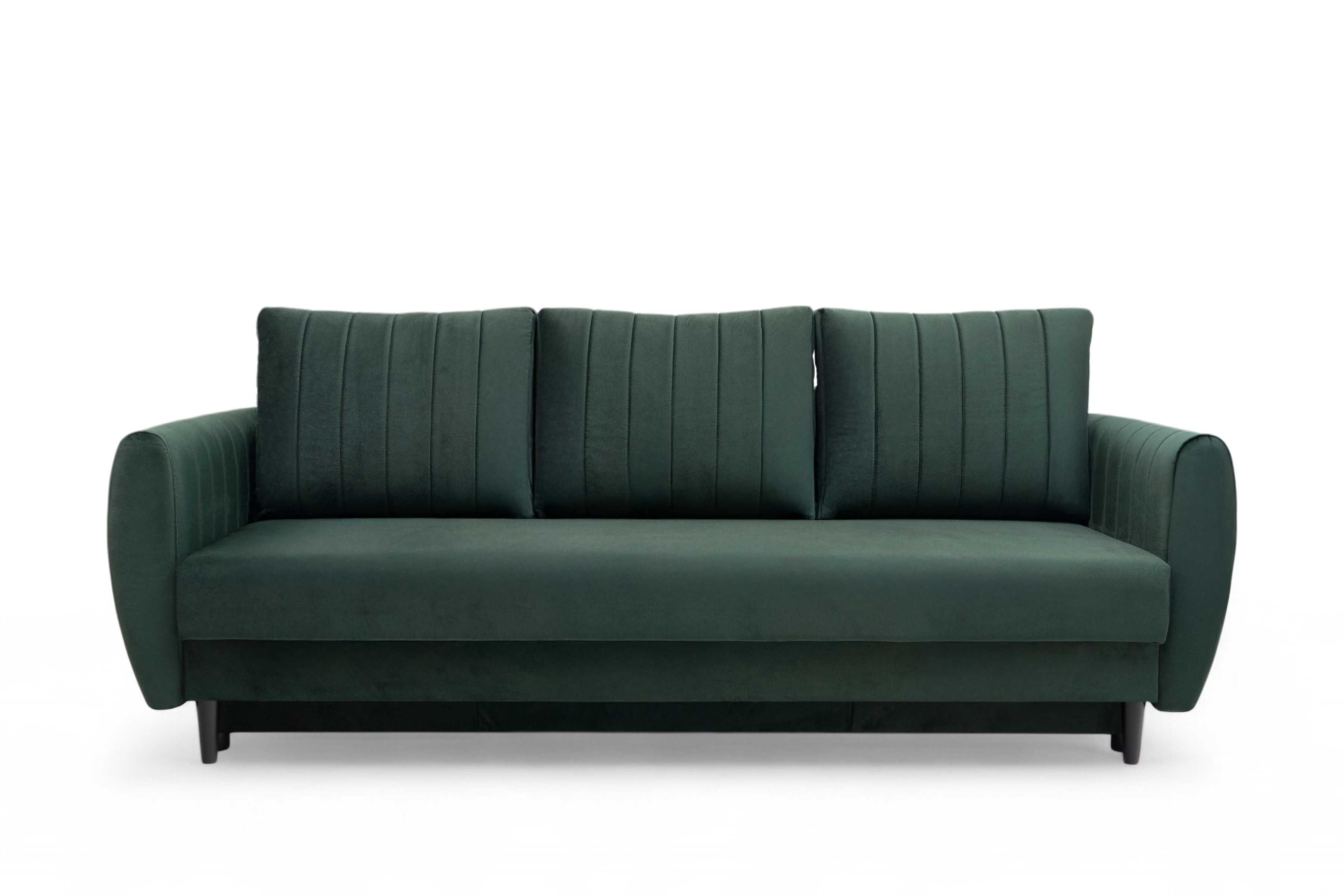 Rozkladacia pohovka Mikni s úložným priestorom – zelený zamat Kronos 14 / nožičky venge Pohovka rozkladana s úložným priestorom Mikni - Zelený zamat Kronos 14 / Venge