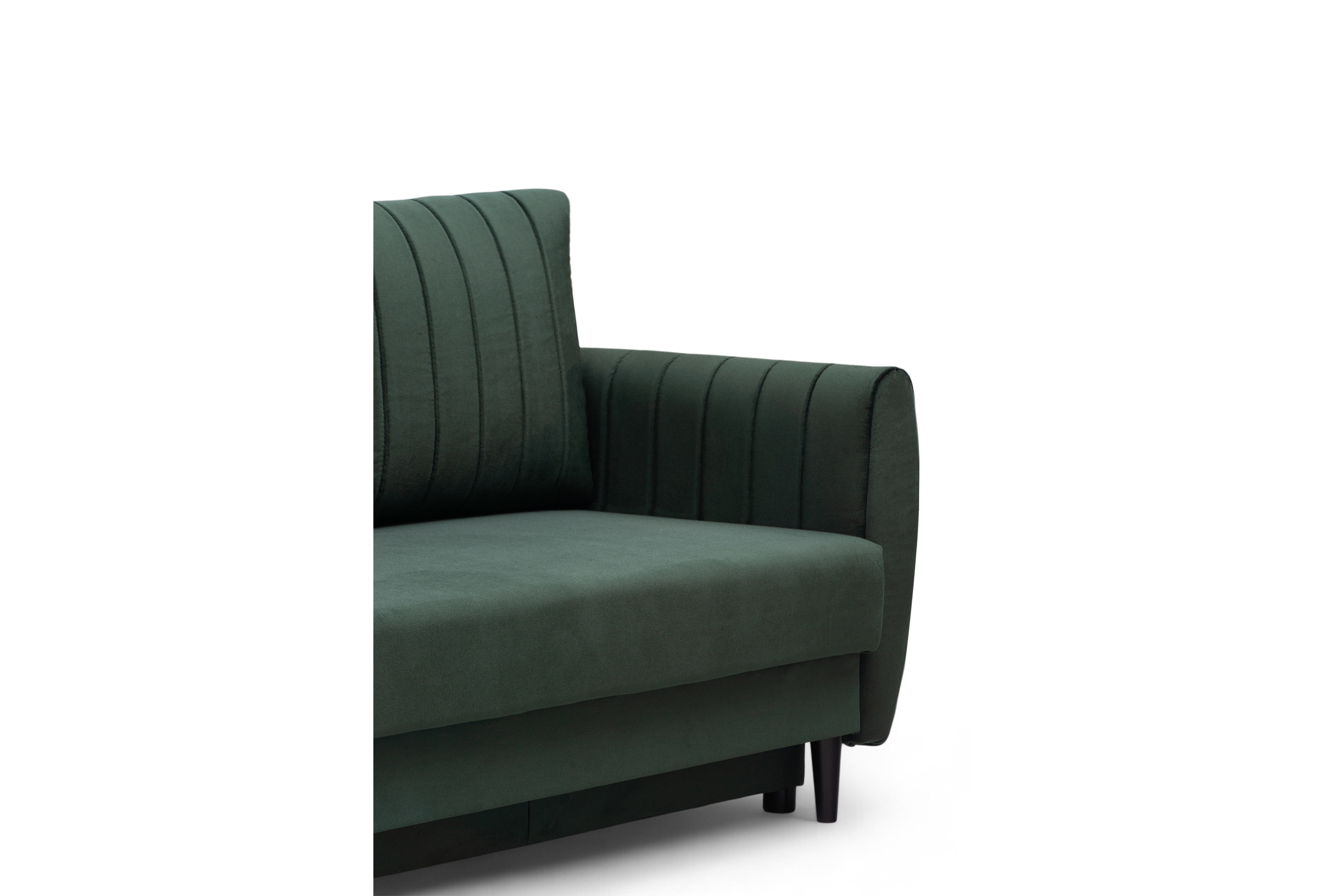 Rozkladacia pohovka Mikni s úložným priestorom – zelený zamat Kronos 14 / nožičky venge Pohovka rozkladana s úložným priestorom Mikni - Zelený zamat Kronos 14 / Venge