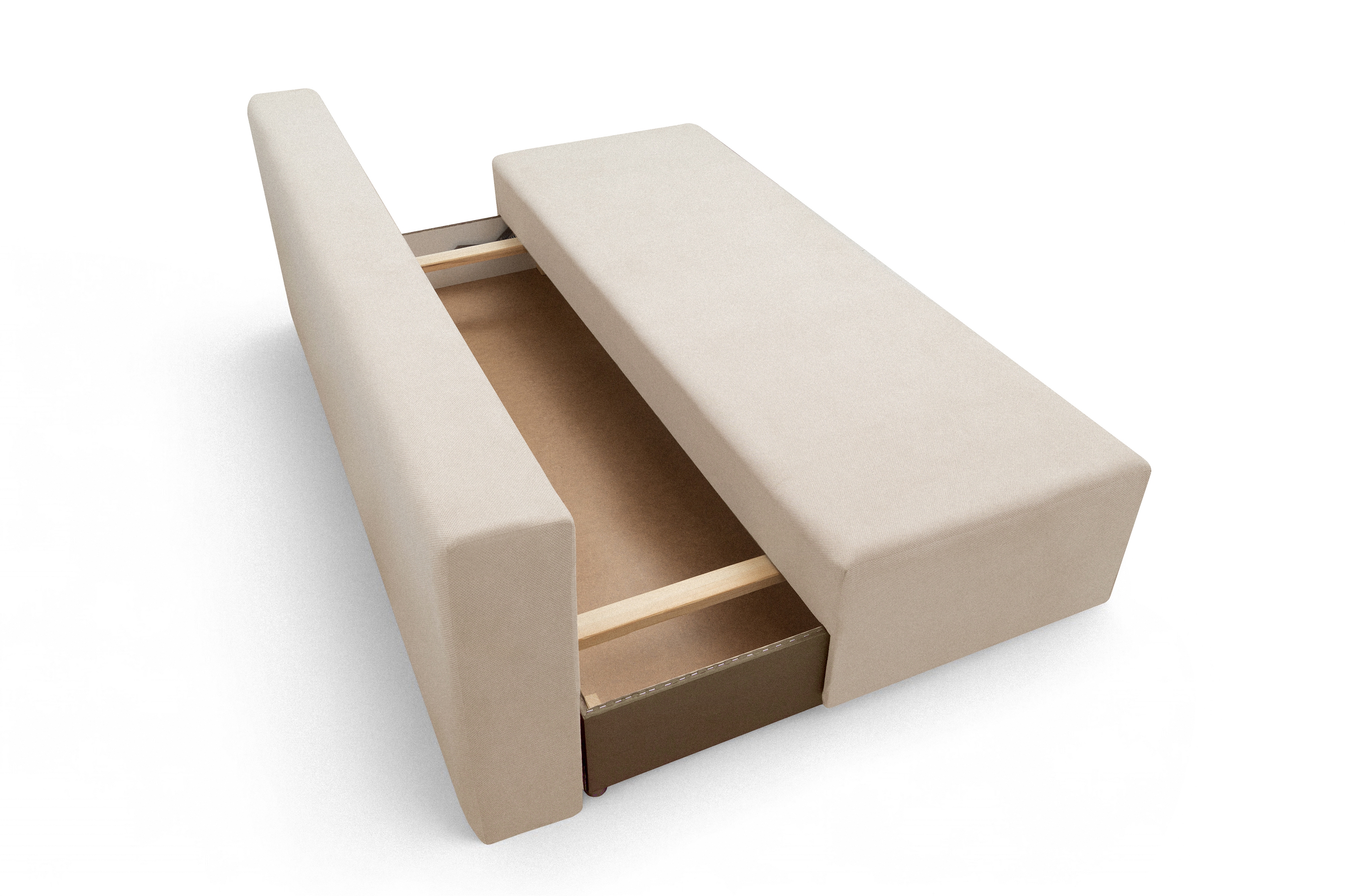 Rozkladacia pohovka Morena s úložným priestorom – béžový hydrofóbny plyš Pretty 03 Pohovka rozkladana s úložným priestorom Morena - béžový plusz hydrofobowy Pretty 03