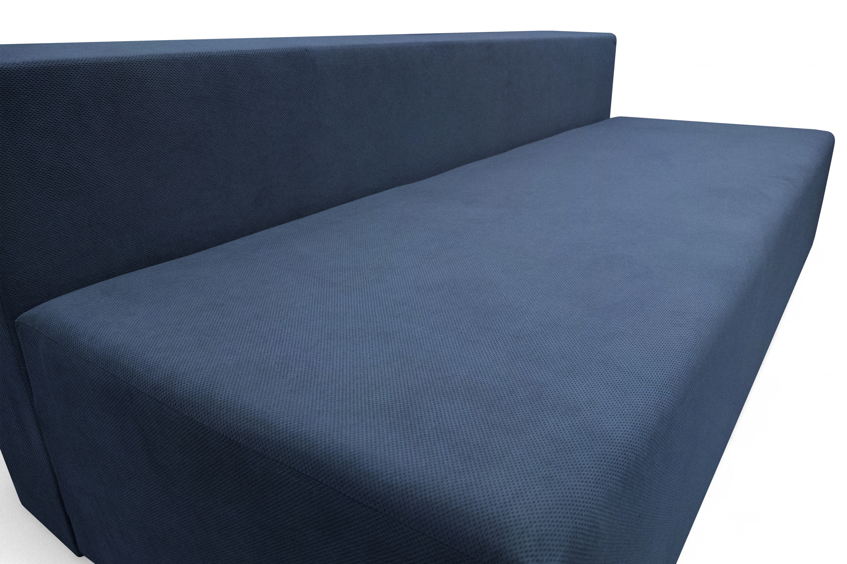 Rozkladacia pohovka Morena s úložným priestorom – tmavomodrý hydrofóbny plyš Pretty 22 Pohovka rozkladana s úložným priestorom Morena - námornícka modrá plusz hydrofobowy Pretty 22