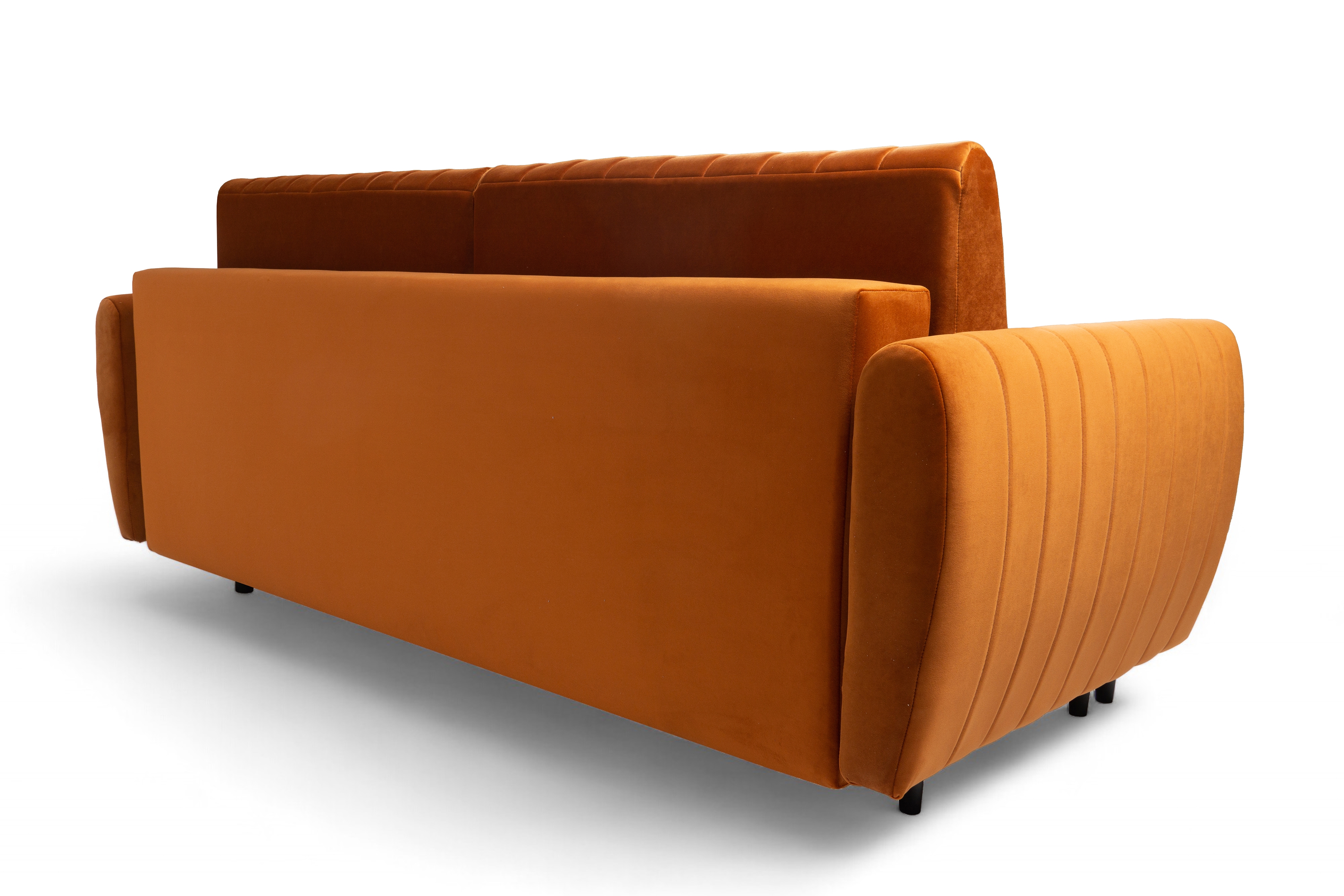 Rozkladacia pohovka Mozar II s úložným priestorom - červený hydrofóbny zamat Salvador 14 / čierne nožičky Pohovka rozkladana s úložným priestorom Mozar II - rydy zamat hydrofobowy Salvador 14 / nožičky čierny  