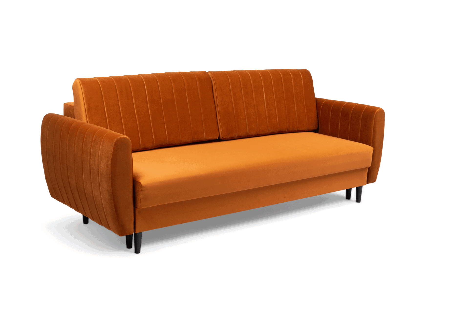 Rozkladacia pohovka Mozar II s úložným priestorom - červený hydrofóbny zamat Salvador 14 / čierne nožičky Pohovka rozkladana s úložným priestorom Mozar II - rydy zamat hydrofobowy Salvador 14 / nožičky čierny  