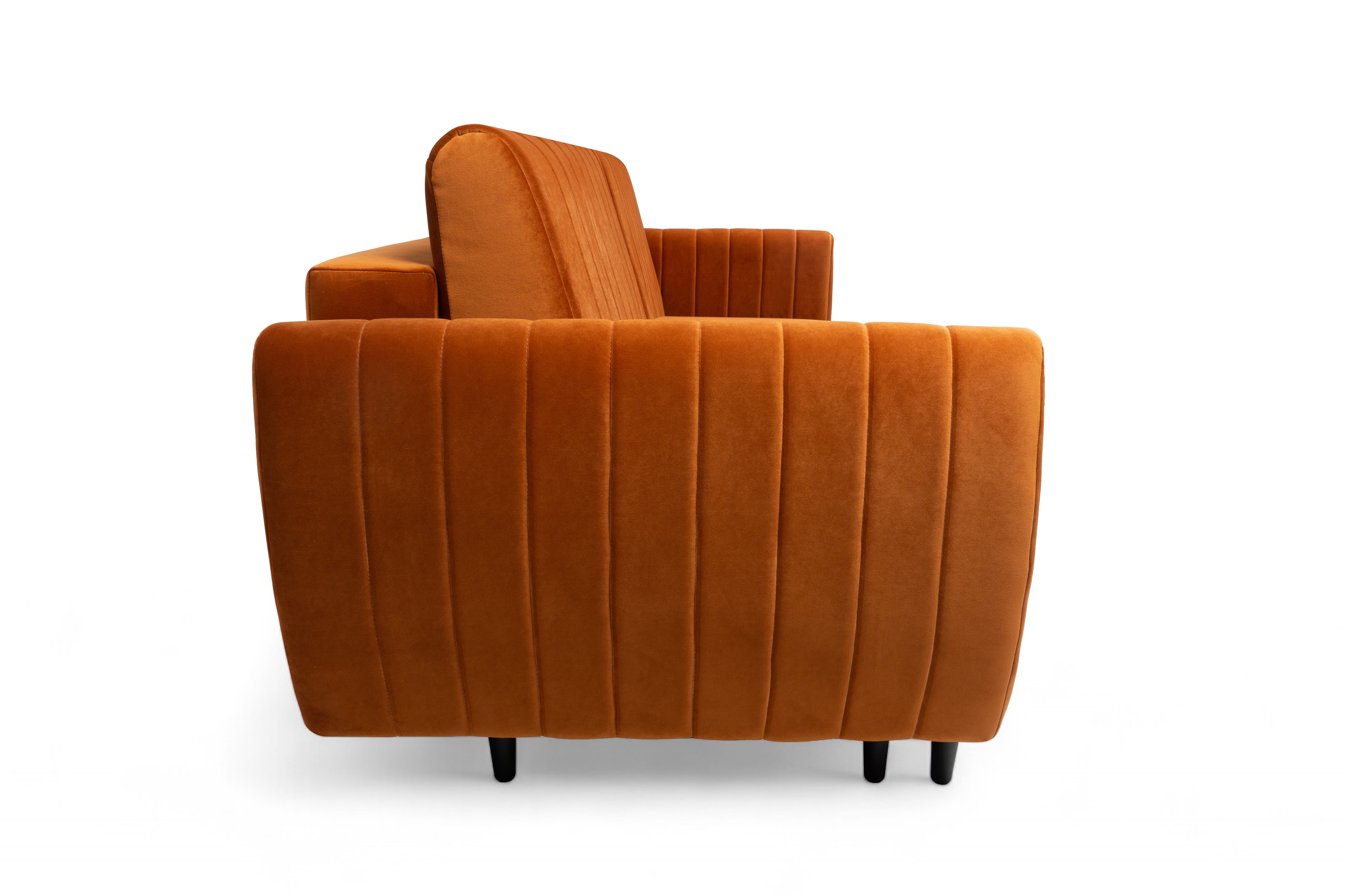 Rozkladacia pohovka Mozar II s úložným priestorom - červený hydrofóbny zamat Salvador 14 / čierne nožičky Pohovka rozkladana s úložným priestorom Mozar II - rydy zamat hydrofobowy Salvador 14 / nožičky čierny  